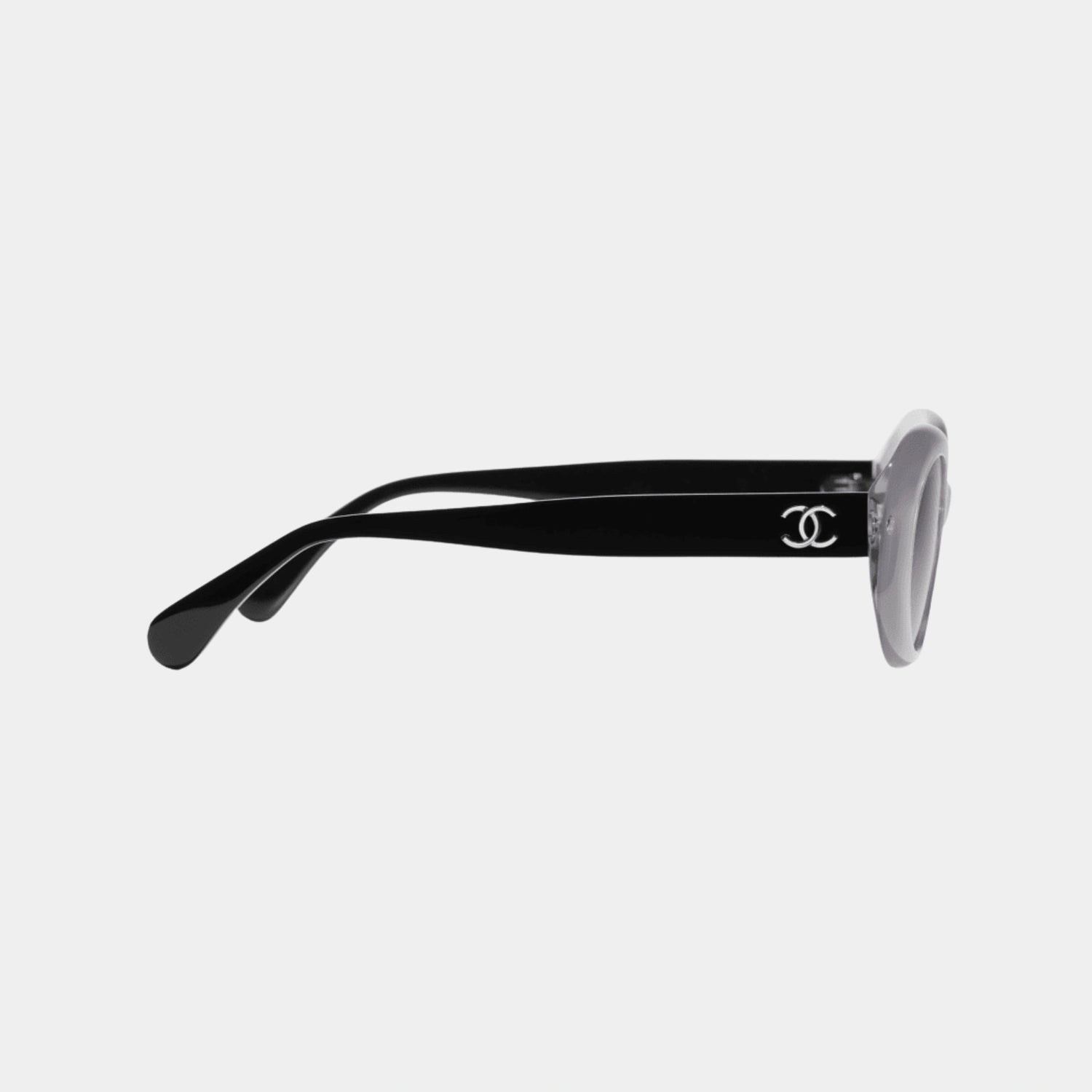 Chanel Oval Glasses in Acetate Frame, Silver, Side