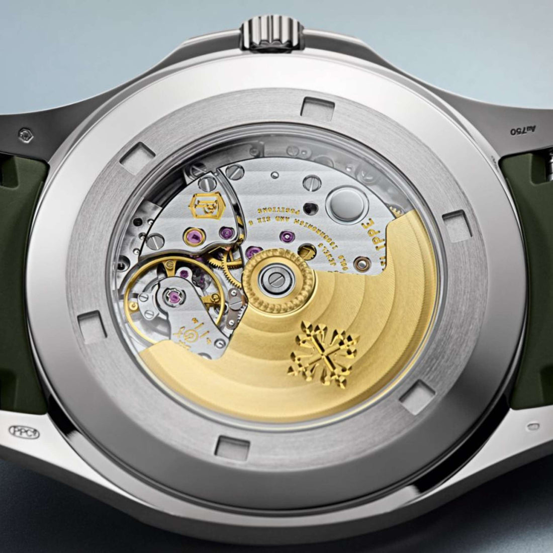 Patek Philippe 5168G-010 - أكواناوت أوتوماتيكي، أخضر كاكي، ظهر شفاف، علبة شفافة