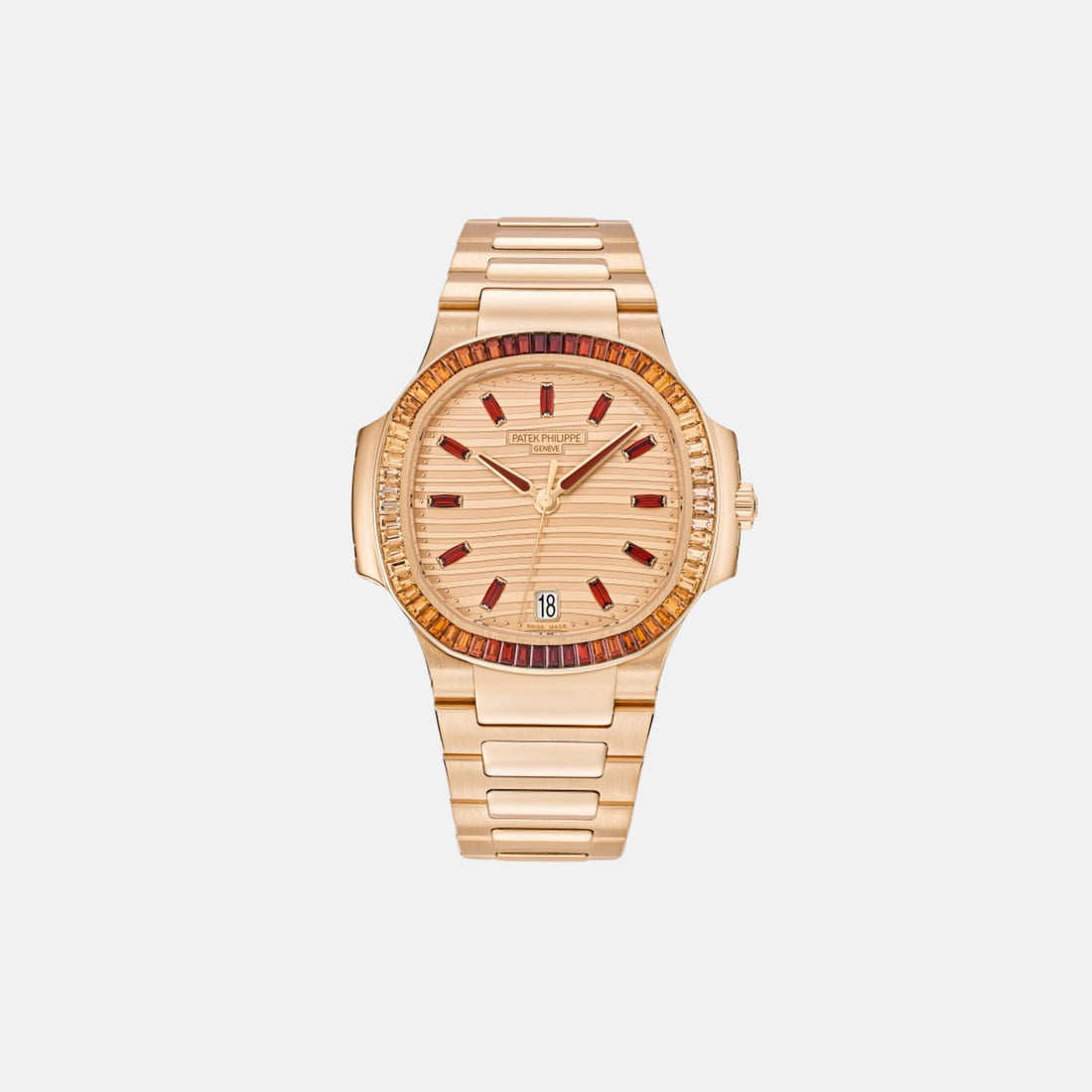 Patek Philippe Nautilus 7118/1300R - 001 Rose-Gilt Waves Baguette, Front