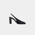 Prada Patent Leather Slingback Pumps With Bound Leather Heel, Black, Side