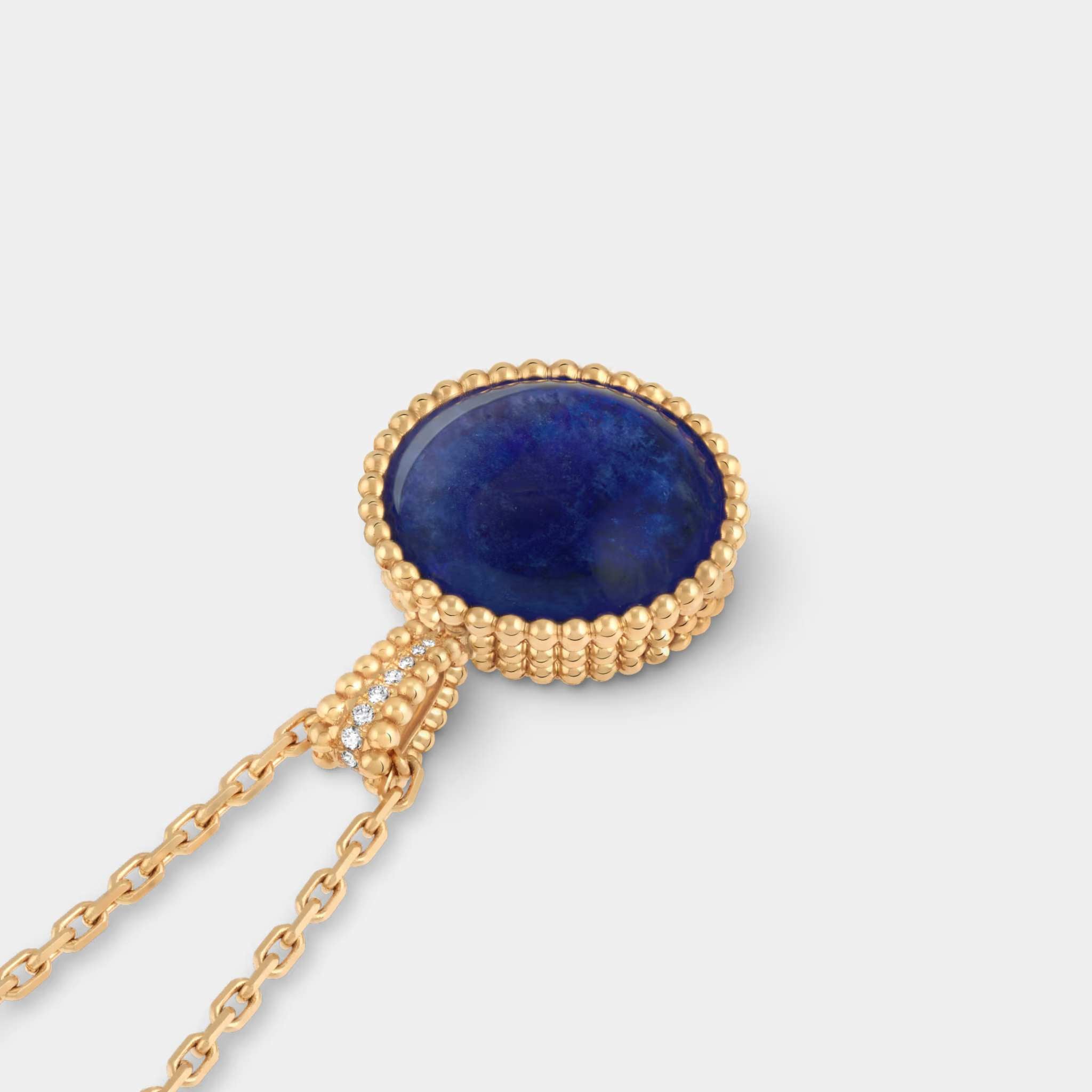 Perlée Secret Pendant Watch Yellow Gold Diamond With Pearl Sodalite, Face Closed