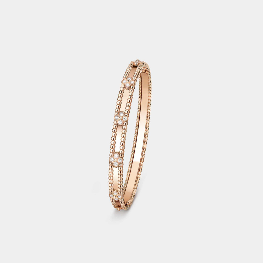 Perlée Sweet Clovers Bracelet Medium Model Rose Gold Diamond, Front