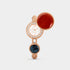 Perlée Toi & Moi secret watch Medium Model Rose Gold Carnelian Diamond Pearl Pietersite, Front, Opened, Face