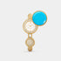 Perlée Toi & Moi Watch Small Model Yellow Gold Diamond Pearl Turquoise, Front, Opened