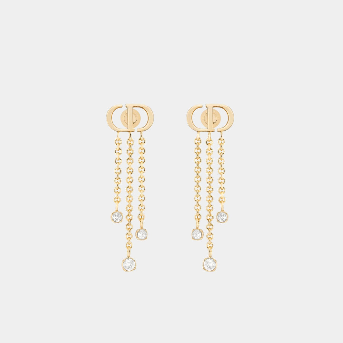 Dior Petit Cd Treasure Earrings Gold Finish Metal And Silver-Tone Crystals, 
Front