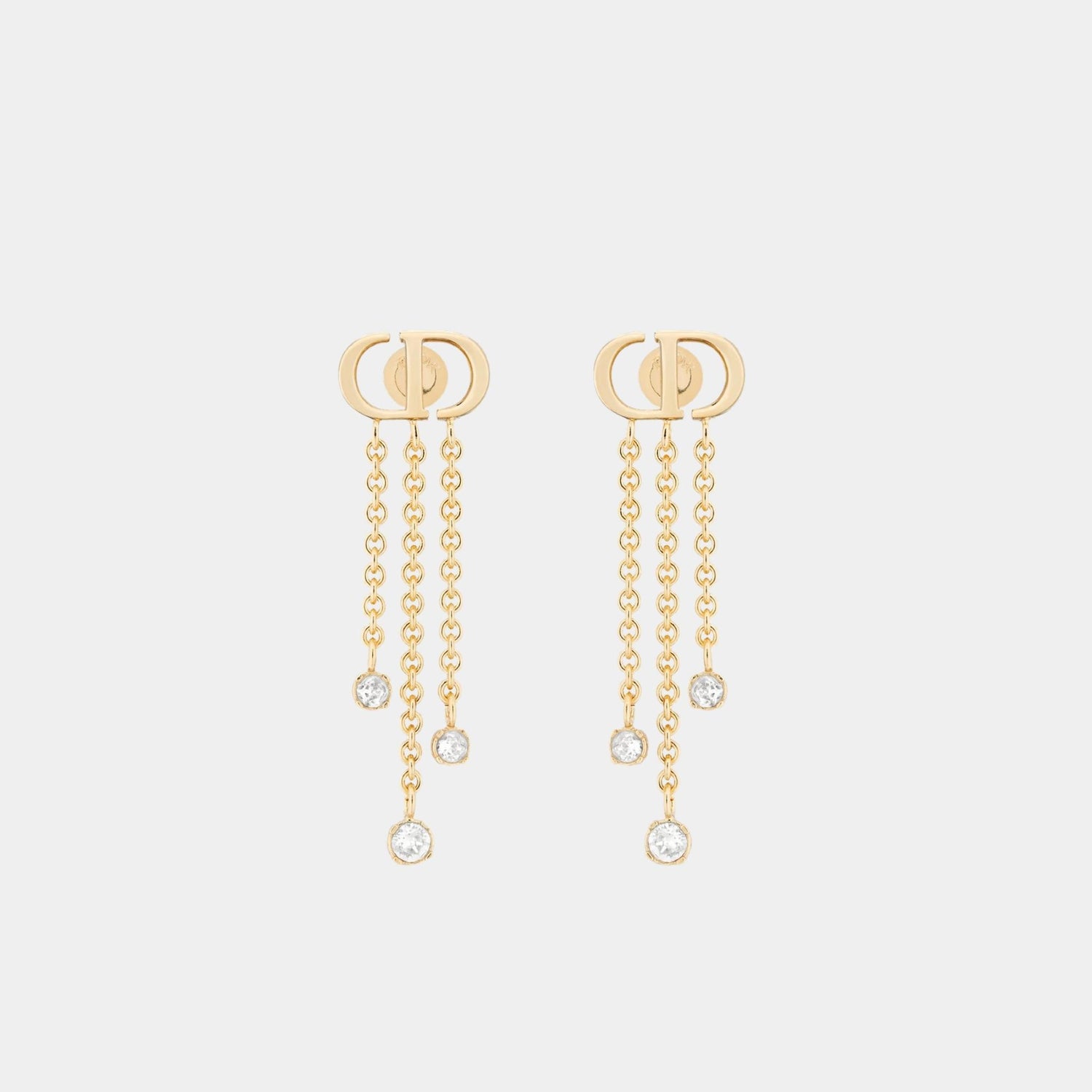 Dior Petit Cd Treasure Earrings Gold Finish Metal And Silver-Tone Crystals, 
Front