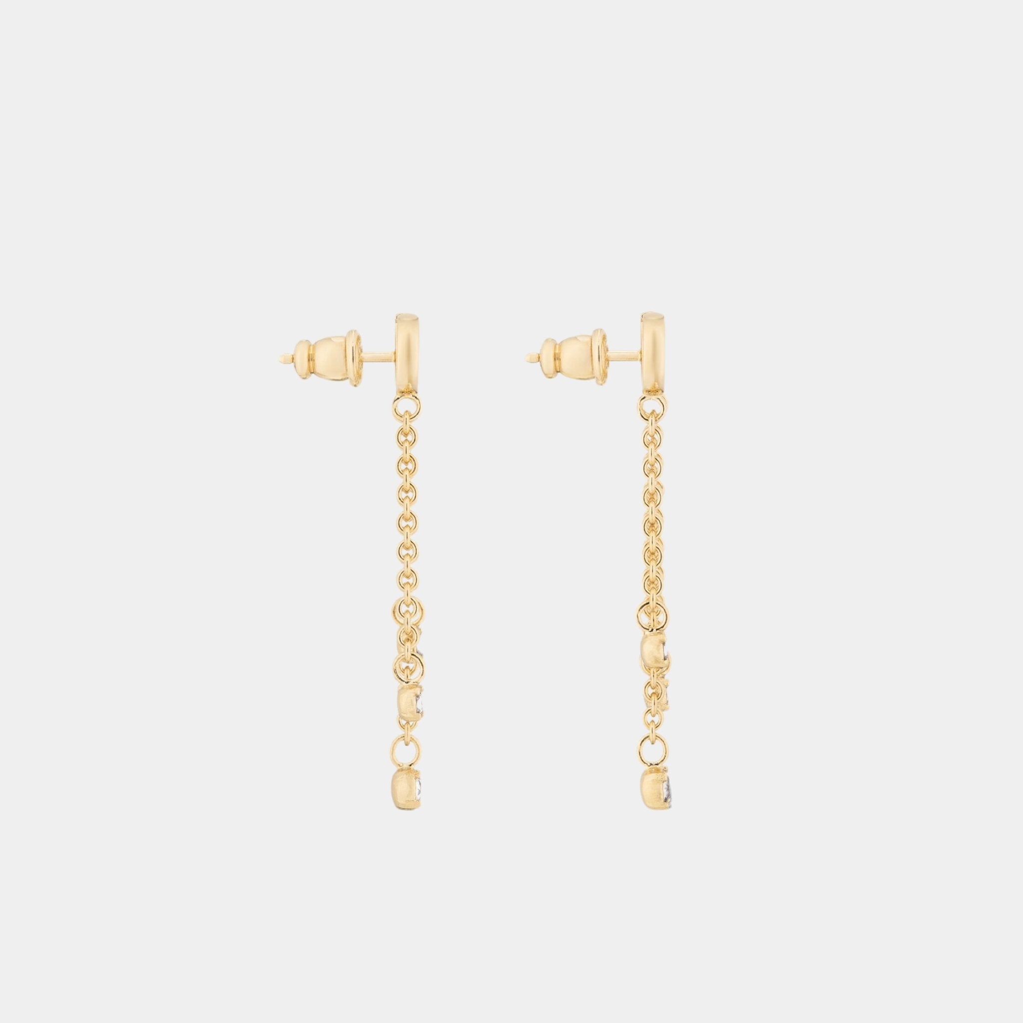 Dior Petit Cd Treasure Earrings Gold Finish Metal And Silver-Tone Crystals, Side