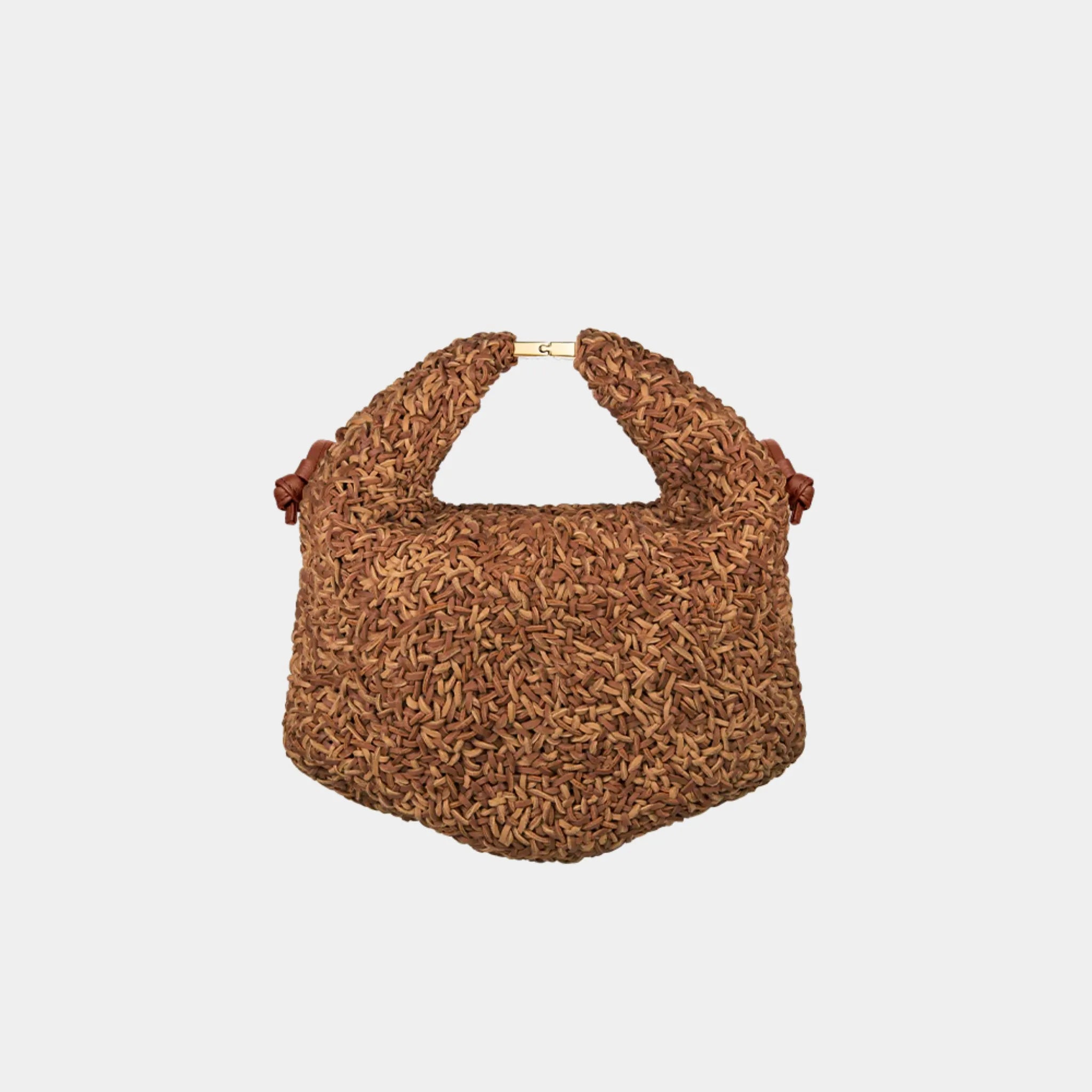 Polene Beri Handbag in Recycled Leather Cords Limited Edition, Cognac