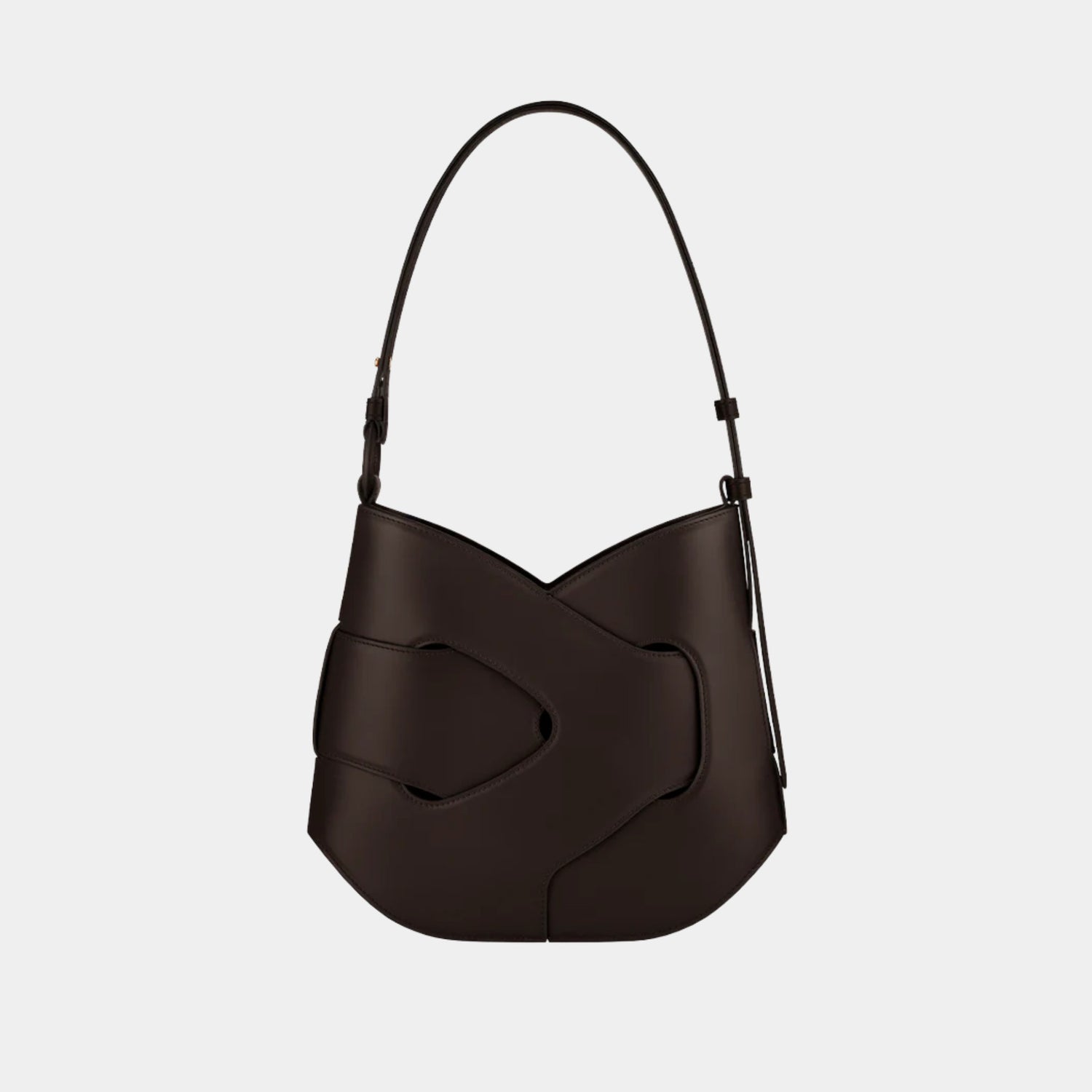 Polene Nodde Hobo Smooth Calfskin Shoulder Bag, Ebony