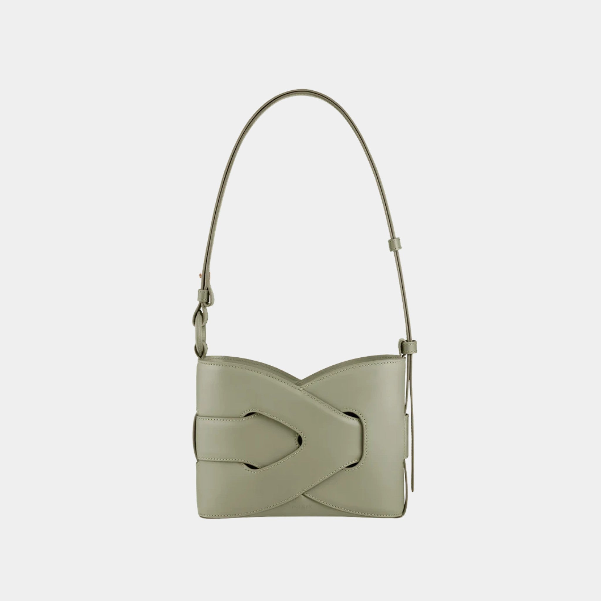 Polene Nodde Smooth Calfskin Shoulder Bag, Olive