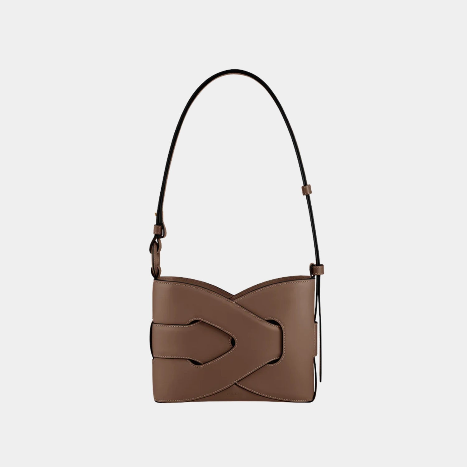 Polene Nodde Smooth Calfskin Shoulder Bag, Root