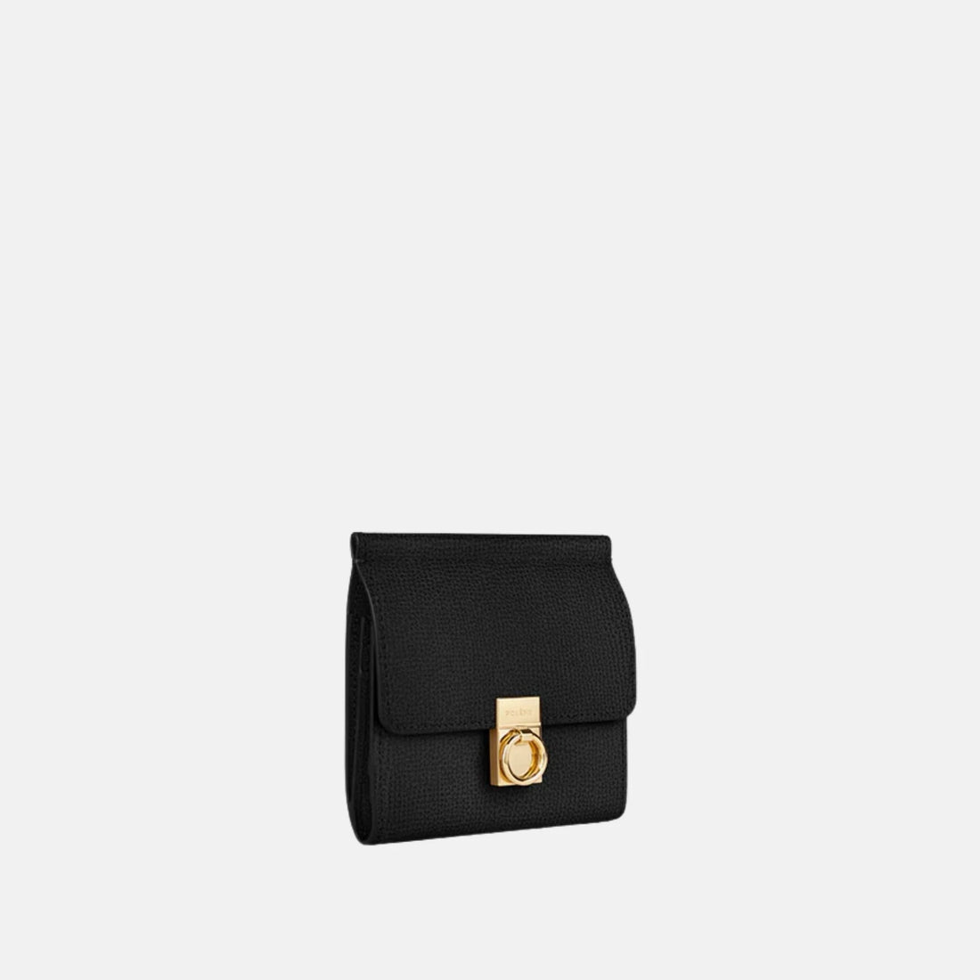 Polene Numero Sept Wallet Textured Black Edition, Black, Side