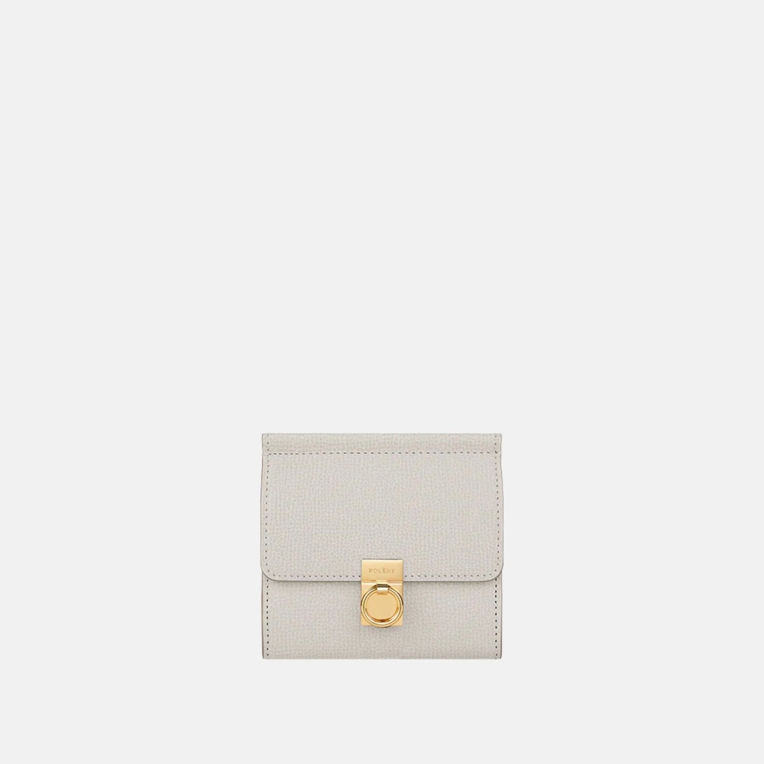 Polene Numero Sept Wallet Textured Black Edition, Chalk, Front