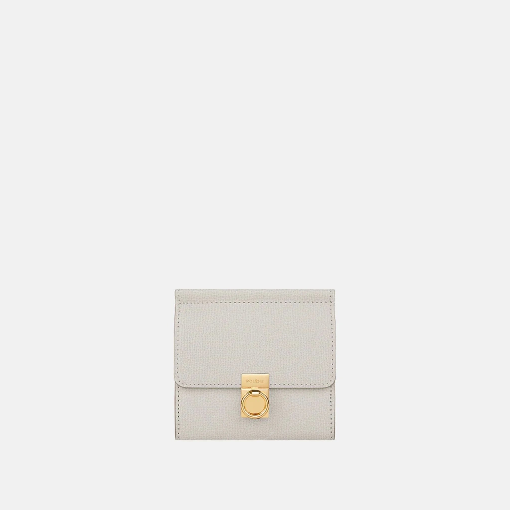 Polene Numero Sept Wallet Textured Black Edition, Chalk, Front