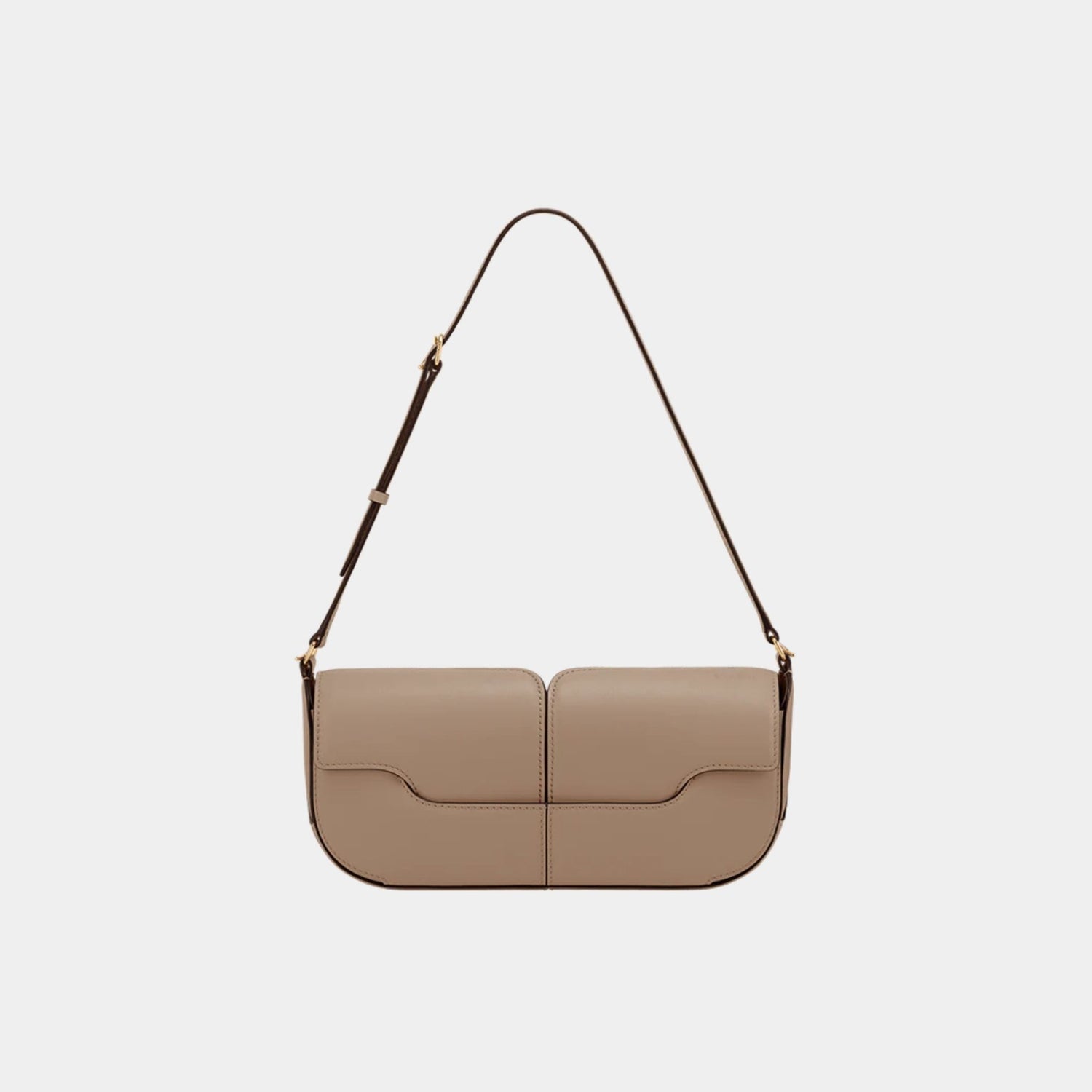 Polene Osmo Handbag, Taupe, Front