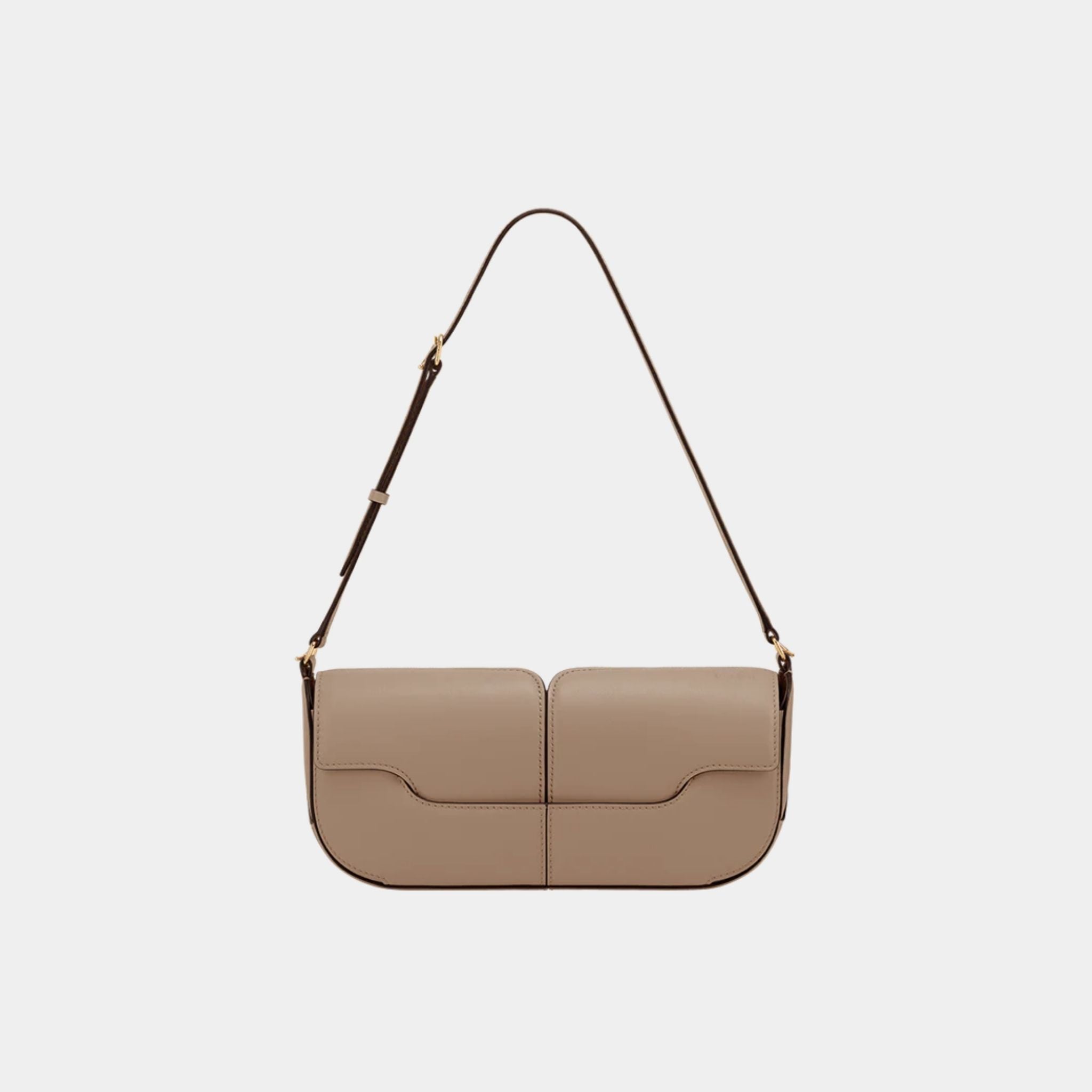 Polene Osmo Handbag, Taupe, Front