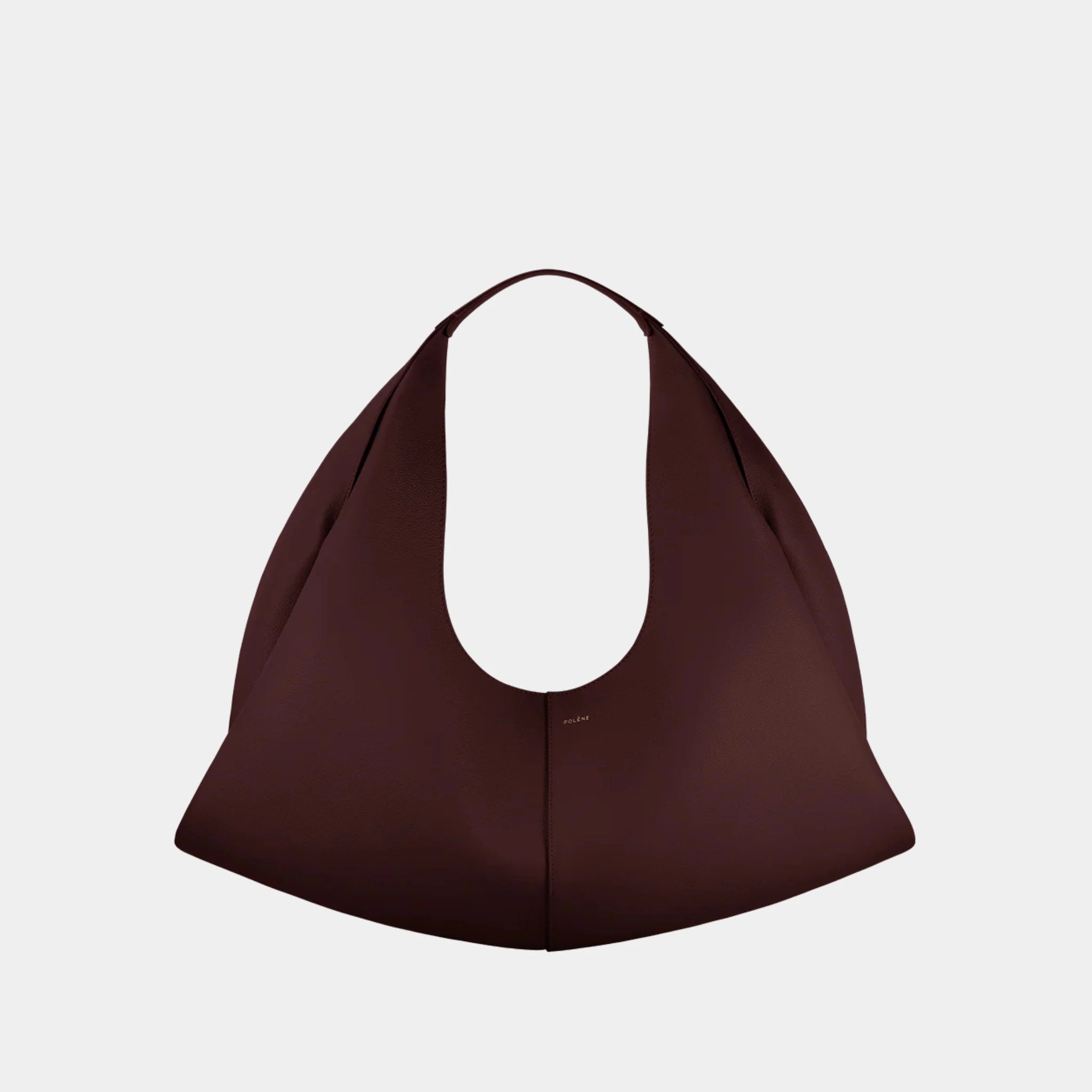 Polene Shuldo Bag in Spanish Calf Leather, Black Cherry