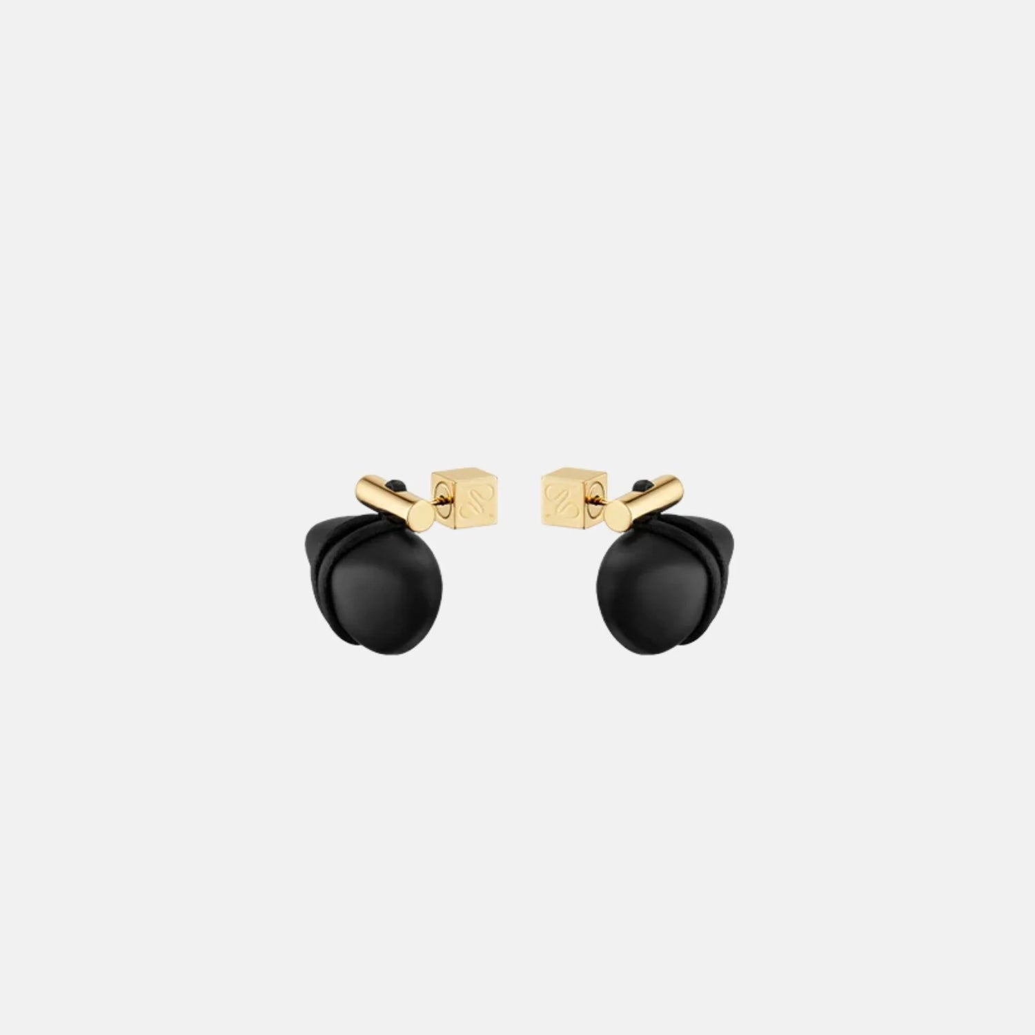 Polene Tere Stud Earrings Black Marble Edition, Side