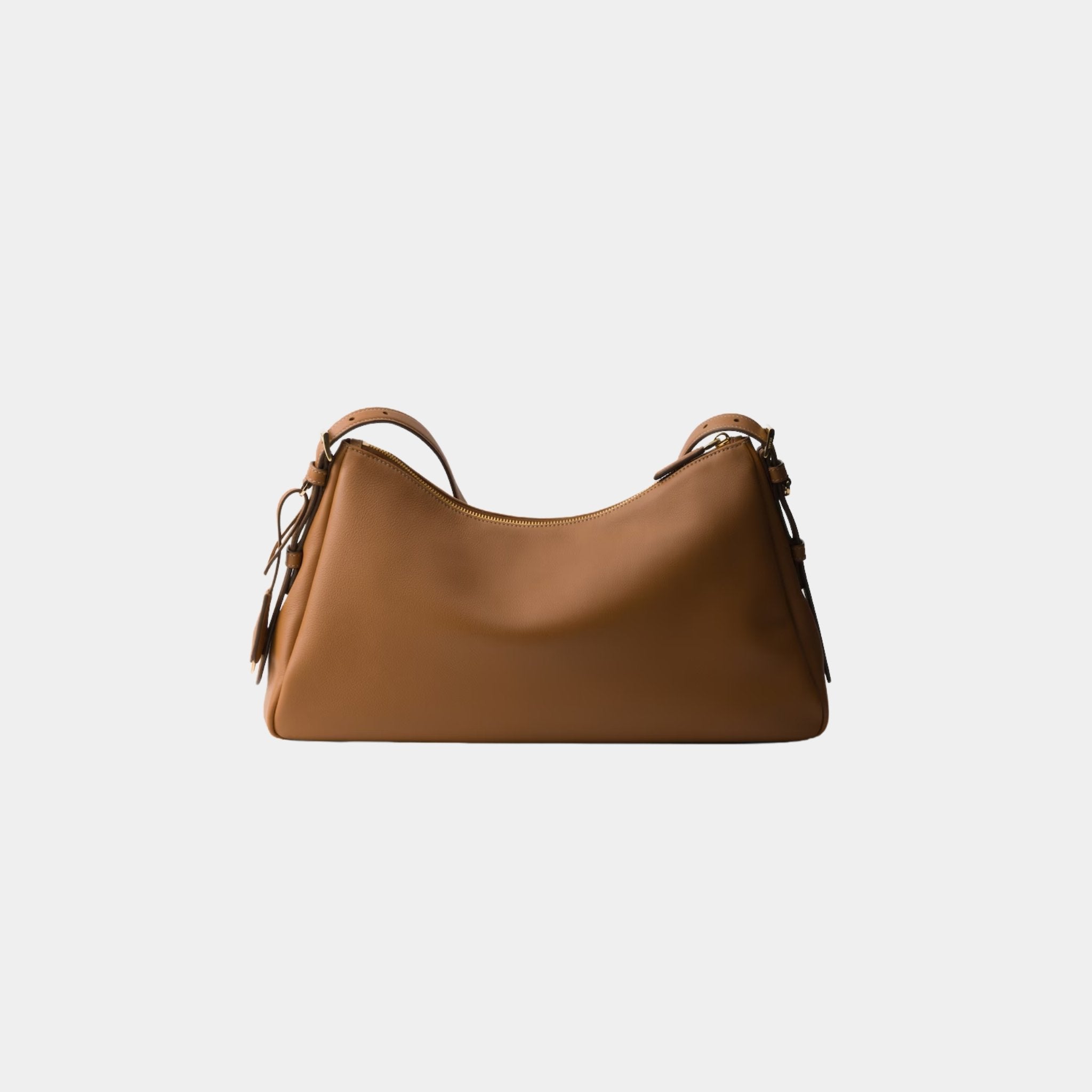 Prada Aimee Large Leather Shoulder Bag, Caramel, Back