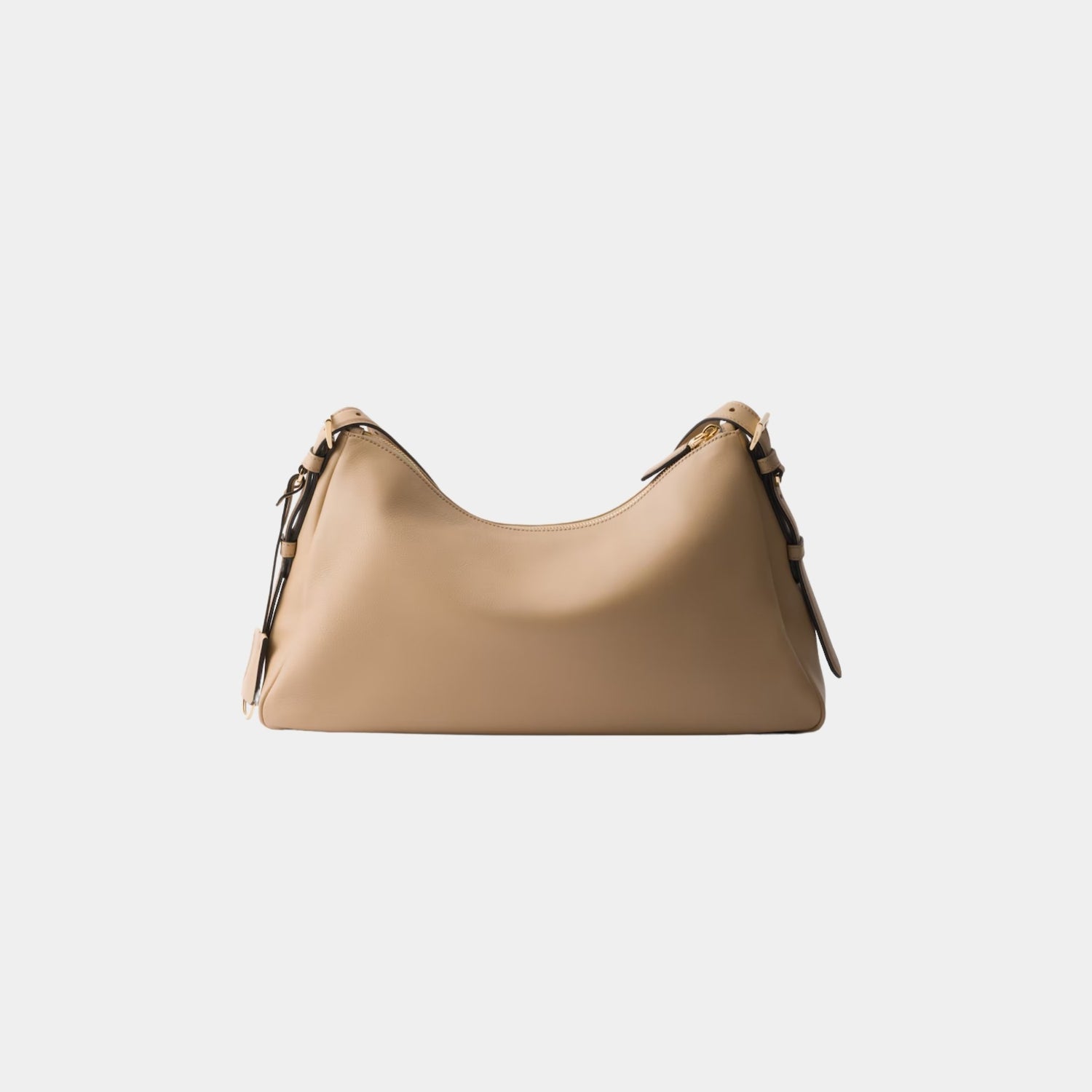 Prada Aimee Large Leather Shoulder Bag, Sand, Back