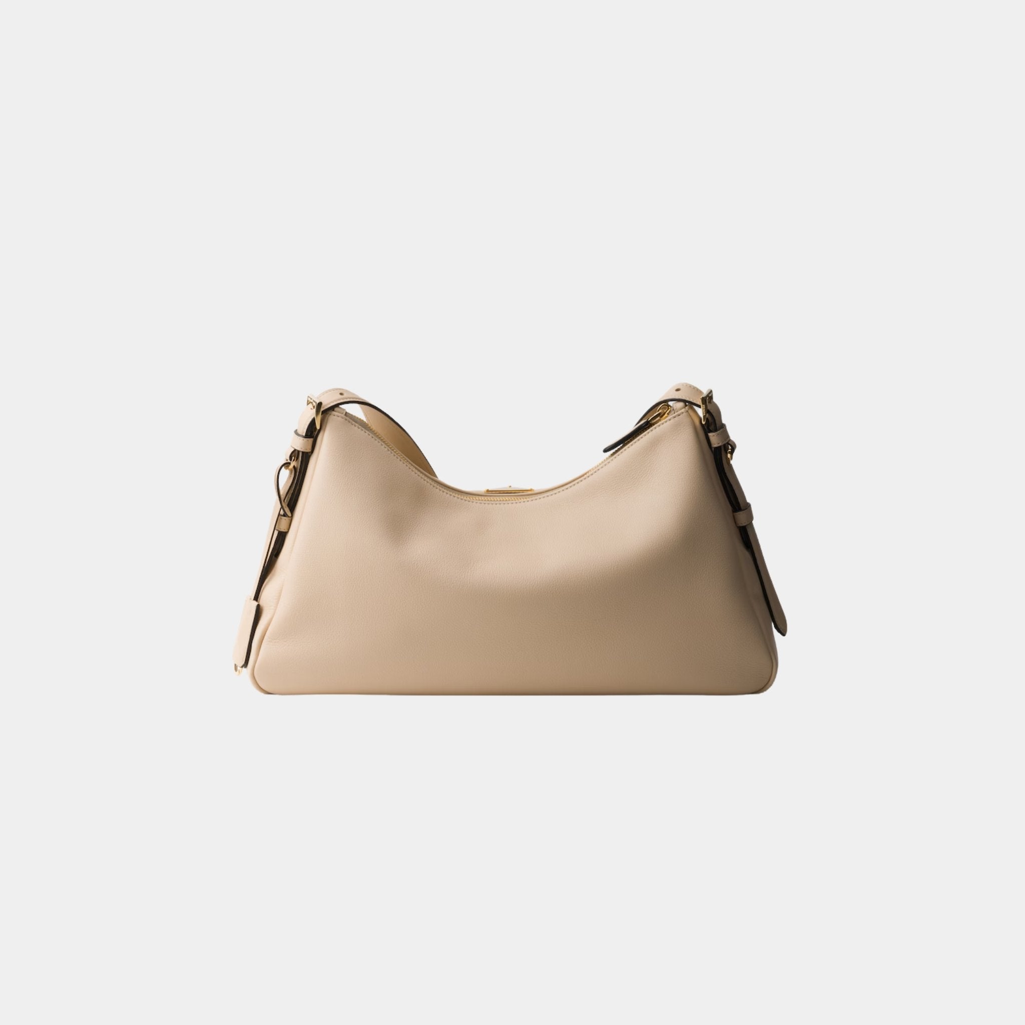 Prada Aimee Large Leather Shoulder Bag, Travertine, Back