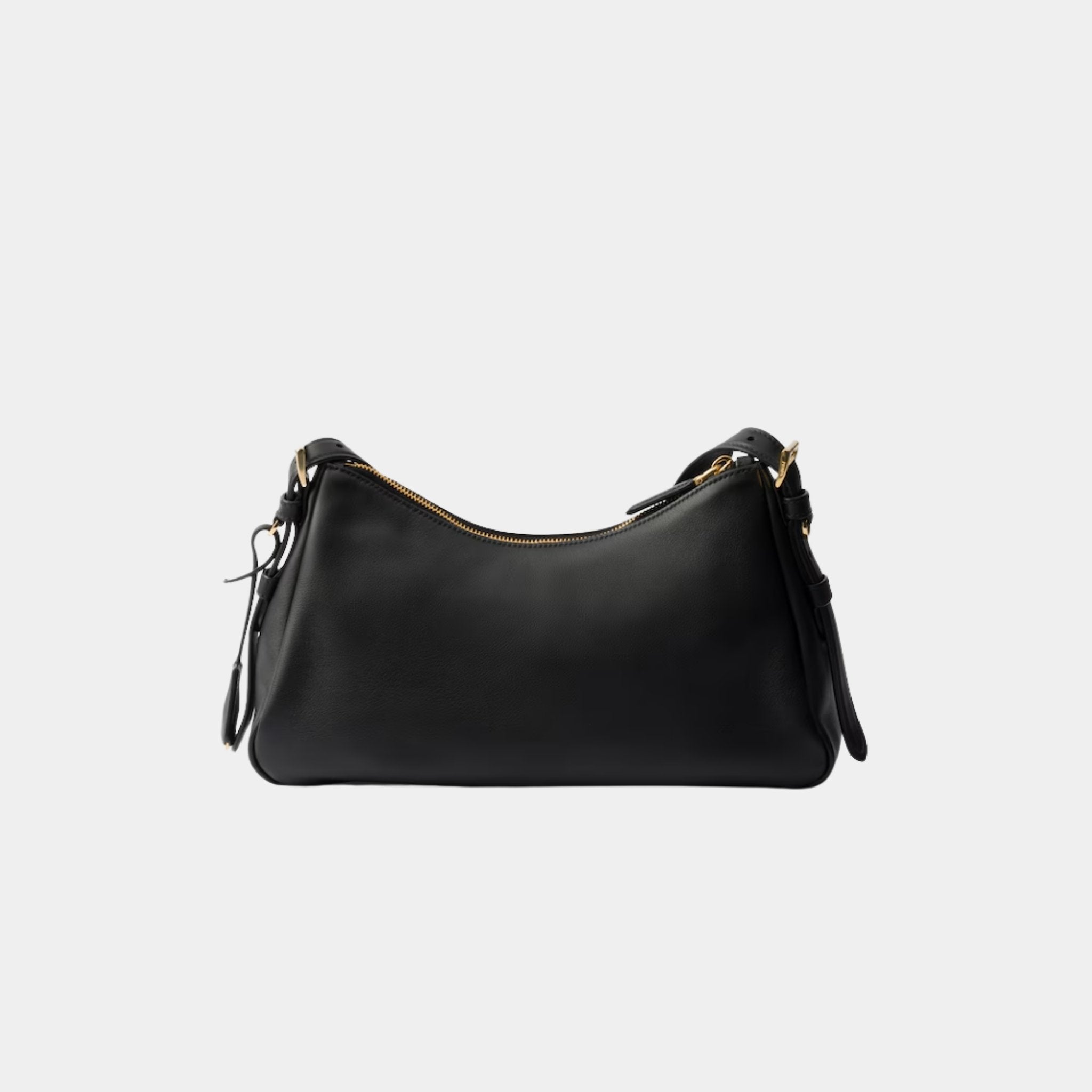 Prada Aimee Medium Leather Shoulder Bag, Black, Back