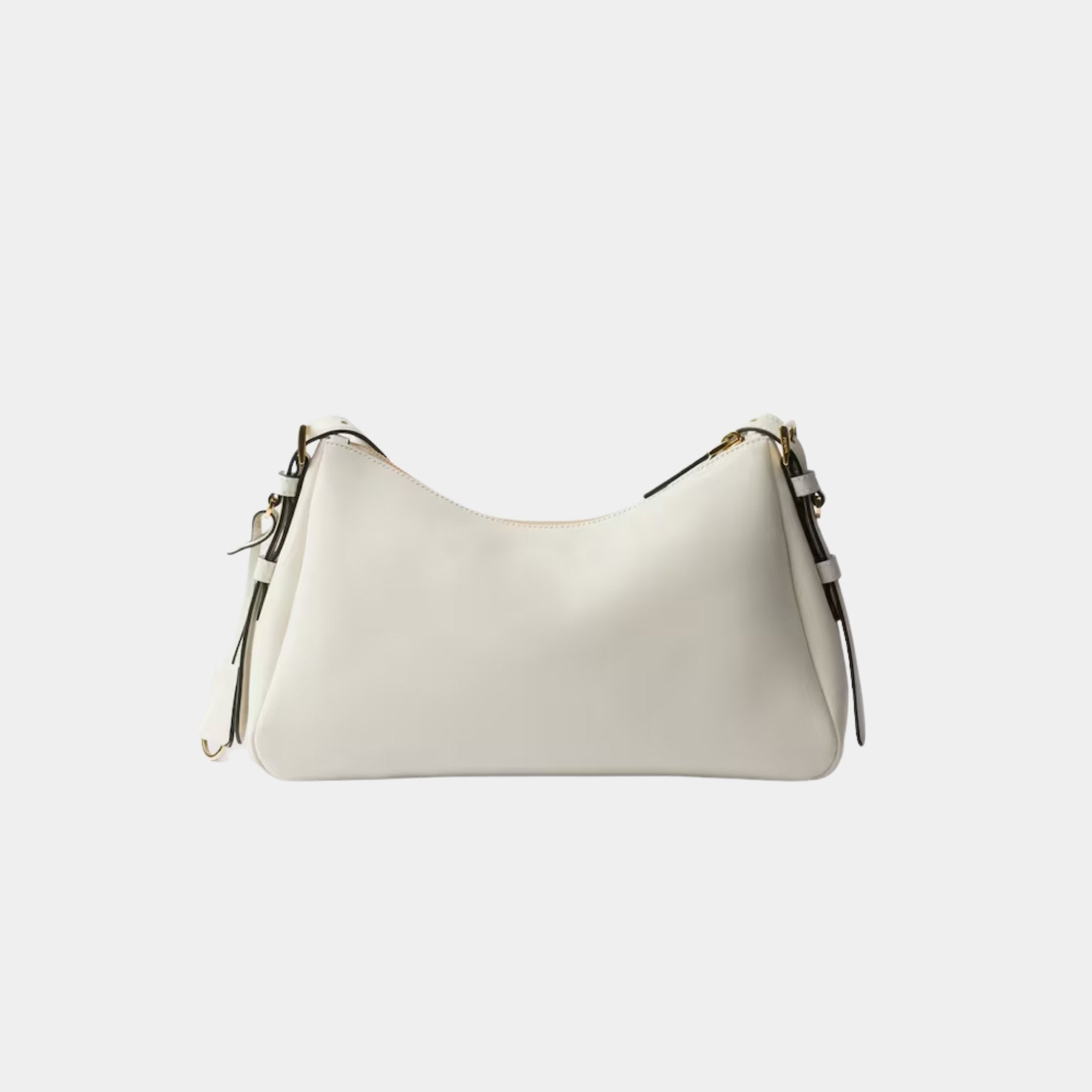 Prada Aimee Medium Leather Shoulder Bag, White, Back