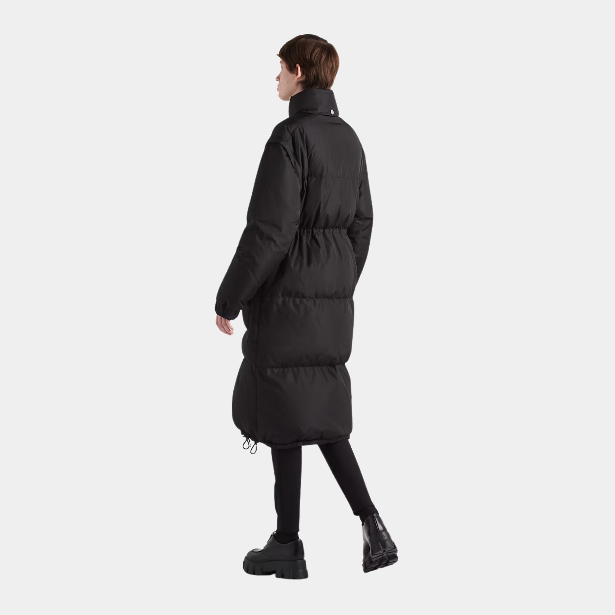 Prada Black Blue Re-Nylon Down Coat, Model, Back