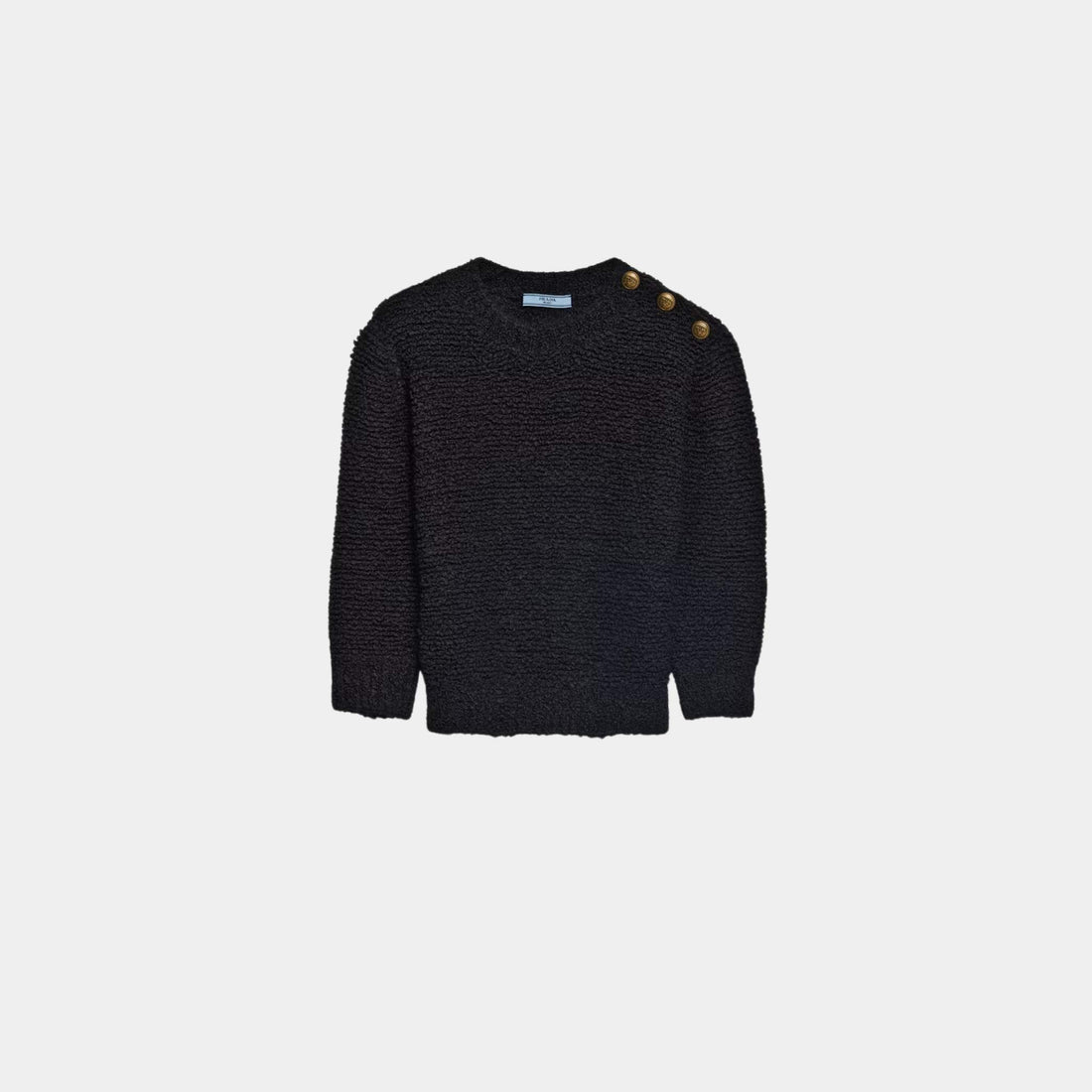 Prada Black Bouclé Mohair Crew-neck Sweater, Front