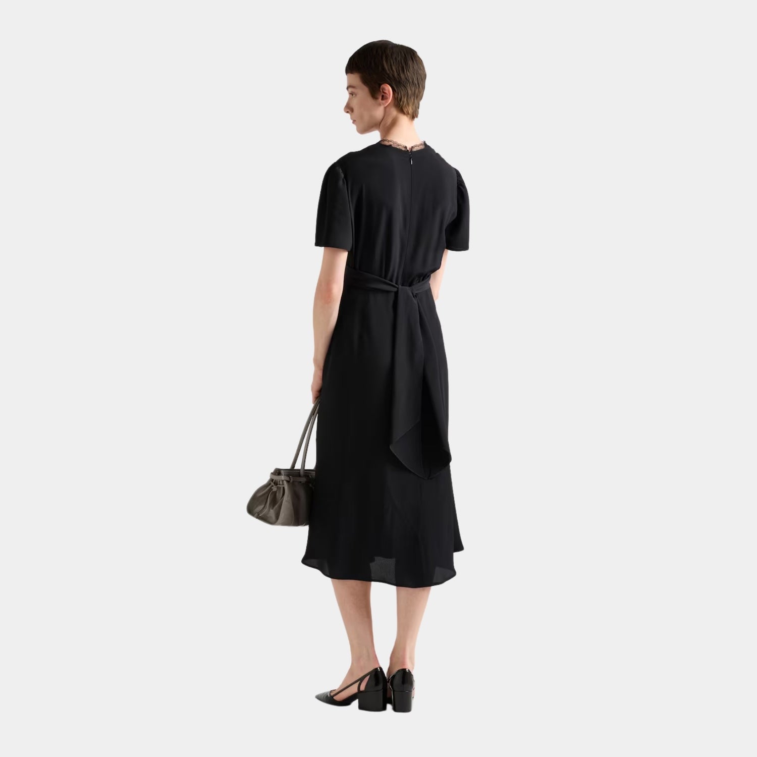 Prada Black Marocain Dress, Model, Back