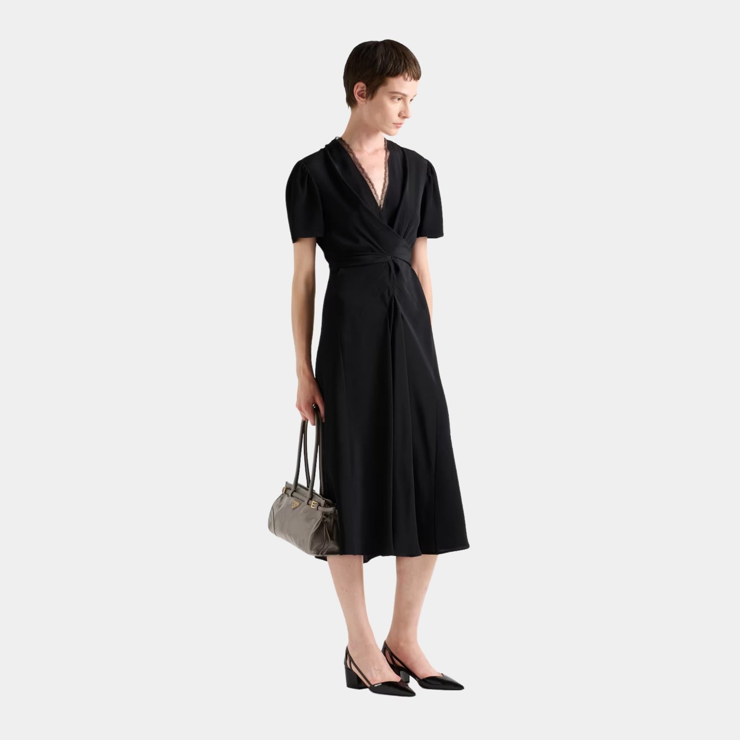 Prada Black Marocain Dress, Model, Front