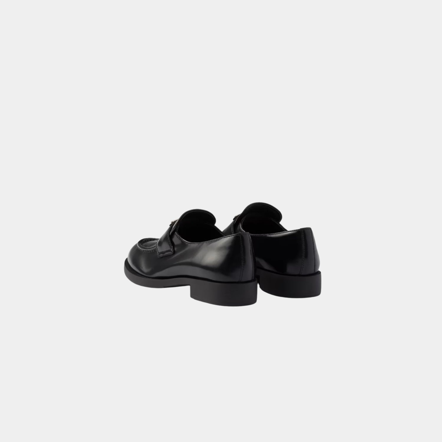 Prada Brushed Leather Heeled Loafers With Tonal Stitching, Back