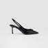 Prada Brushed Leather Slingback Pumps, Black, Side