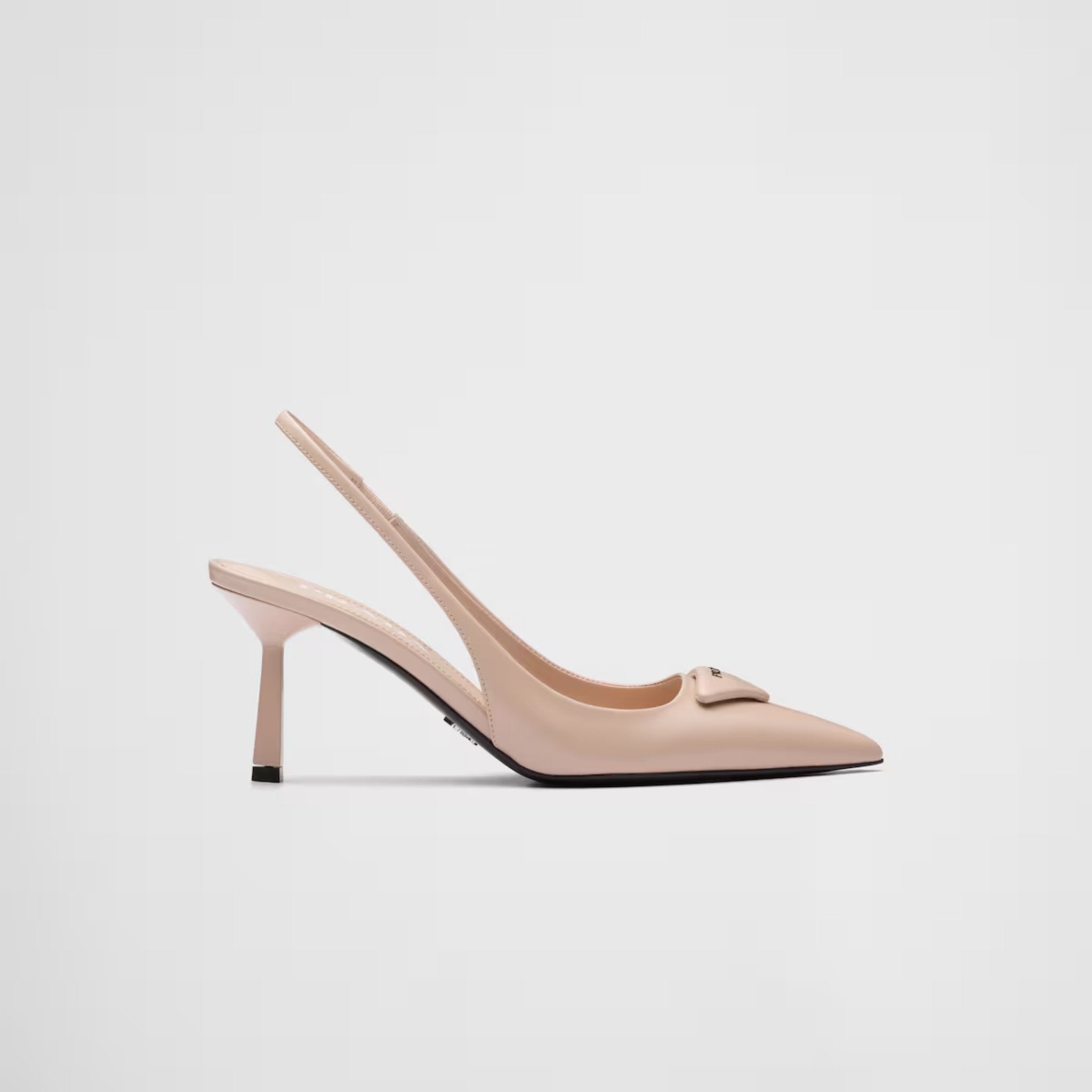 Prada Brushed Leather Slingback Pumps, Powder Pink, Side