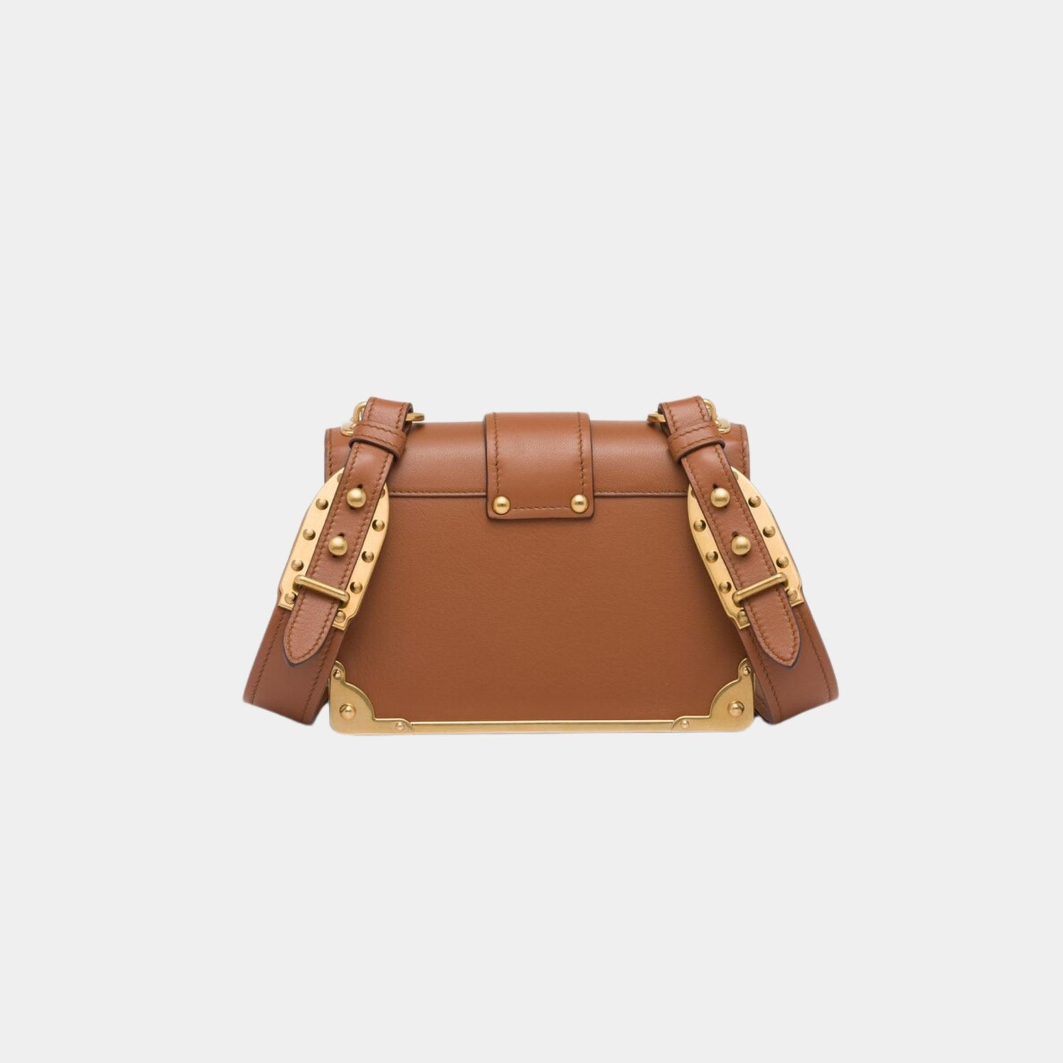 Prada Cahier Calfskin Leather Bag, Cognac, Back