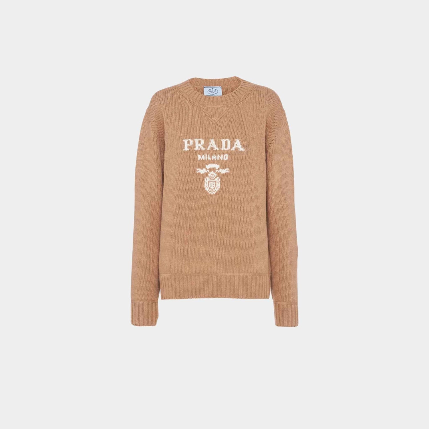 Cashmere and Wool Prada Logo Crew-neck Sweater