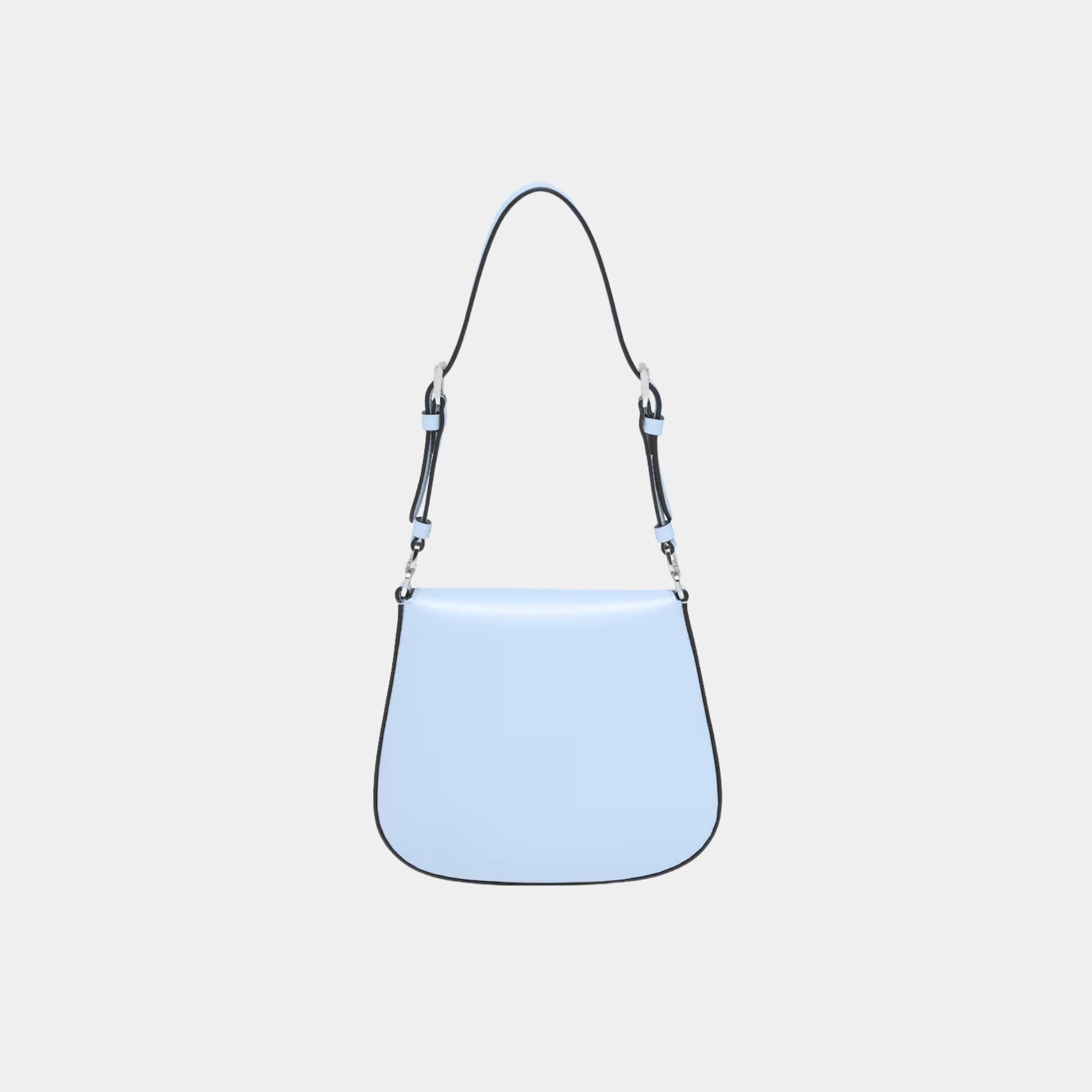 Prada Cleo Brushed Leather Mini Bag, Celeste, Back