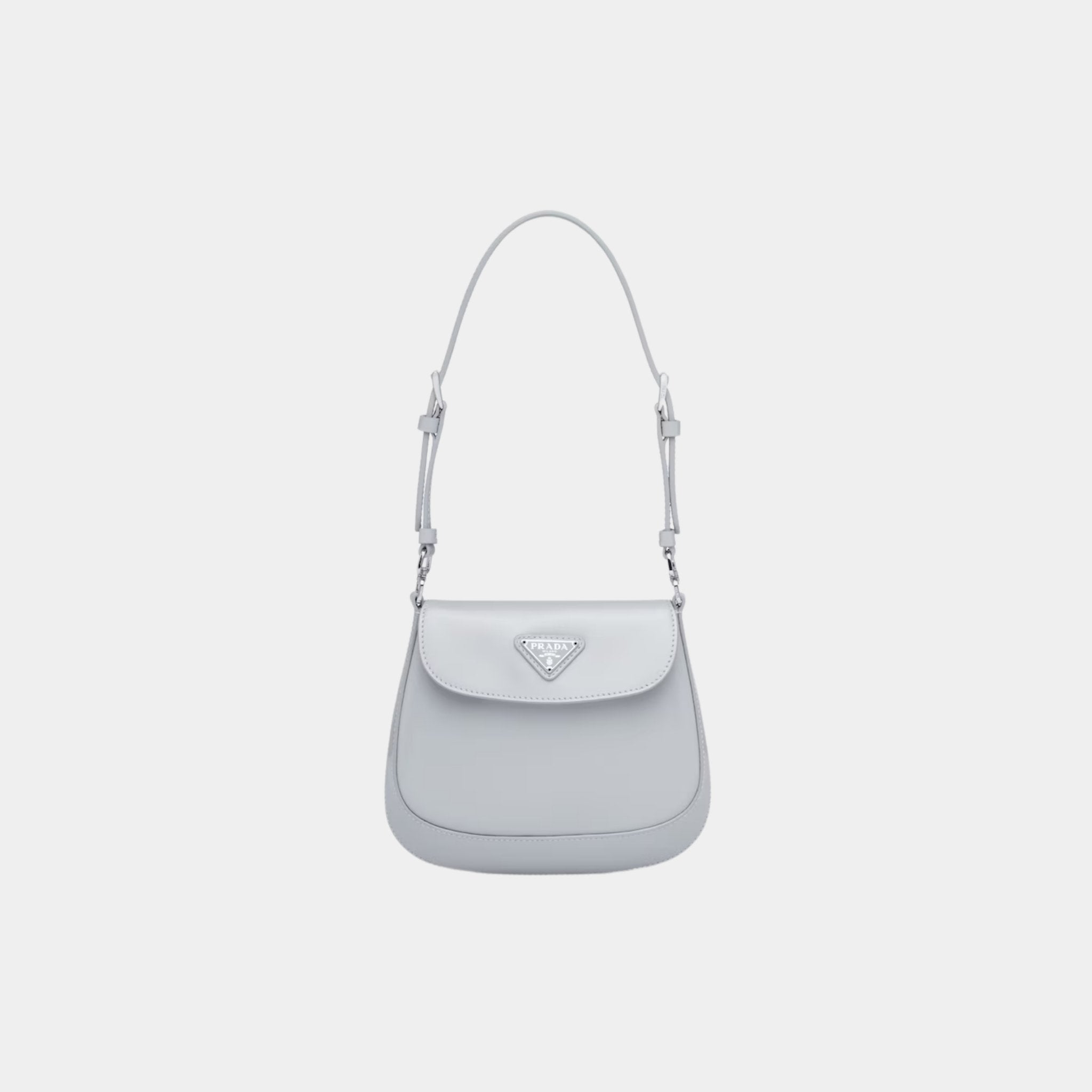 Prada Cleo Brushed Leather Mini Bag, Cornflower, Front