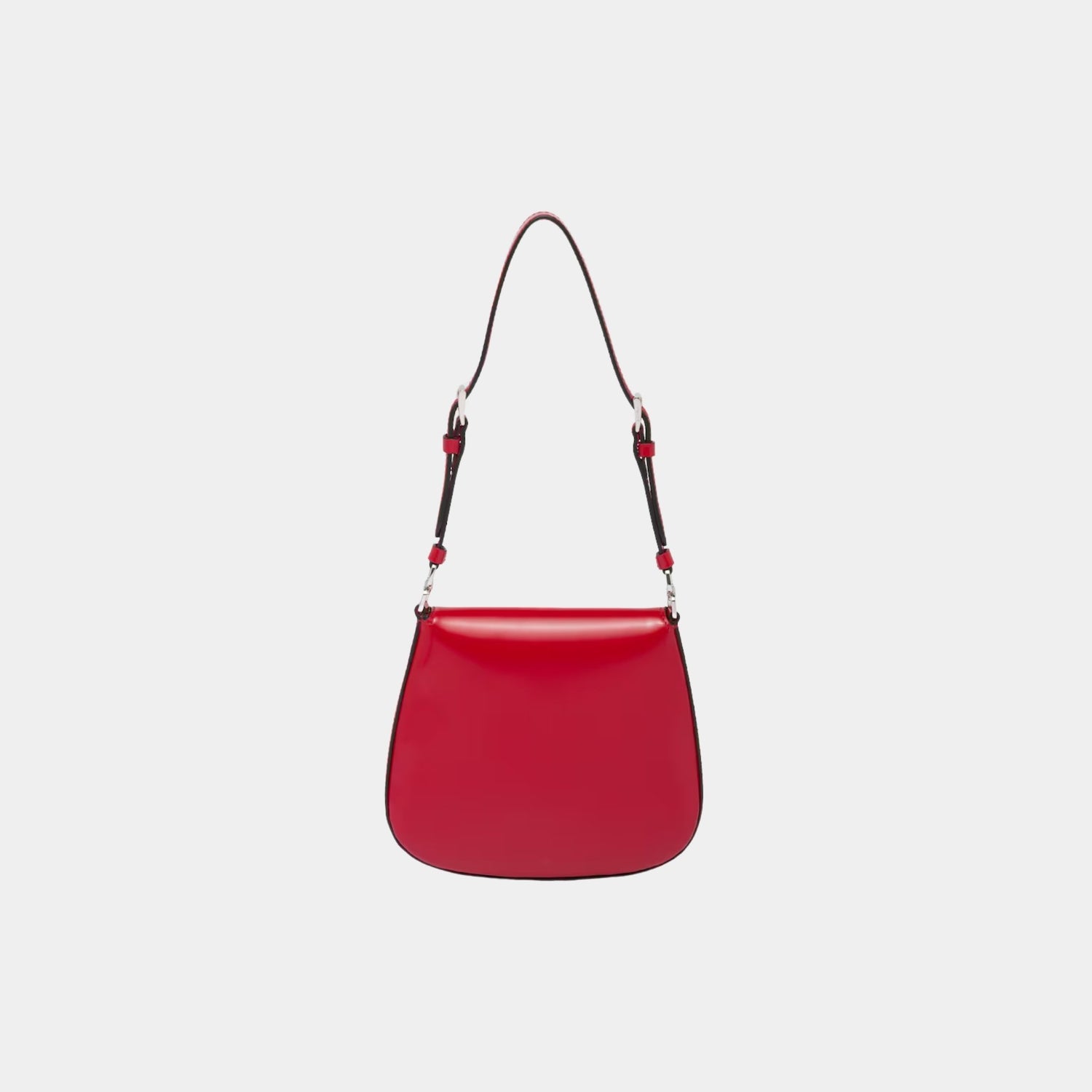 Prada Cleo Brushed Leather Mini Bag, Scarlet, Back