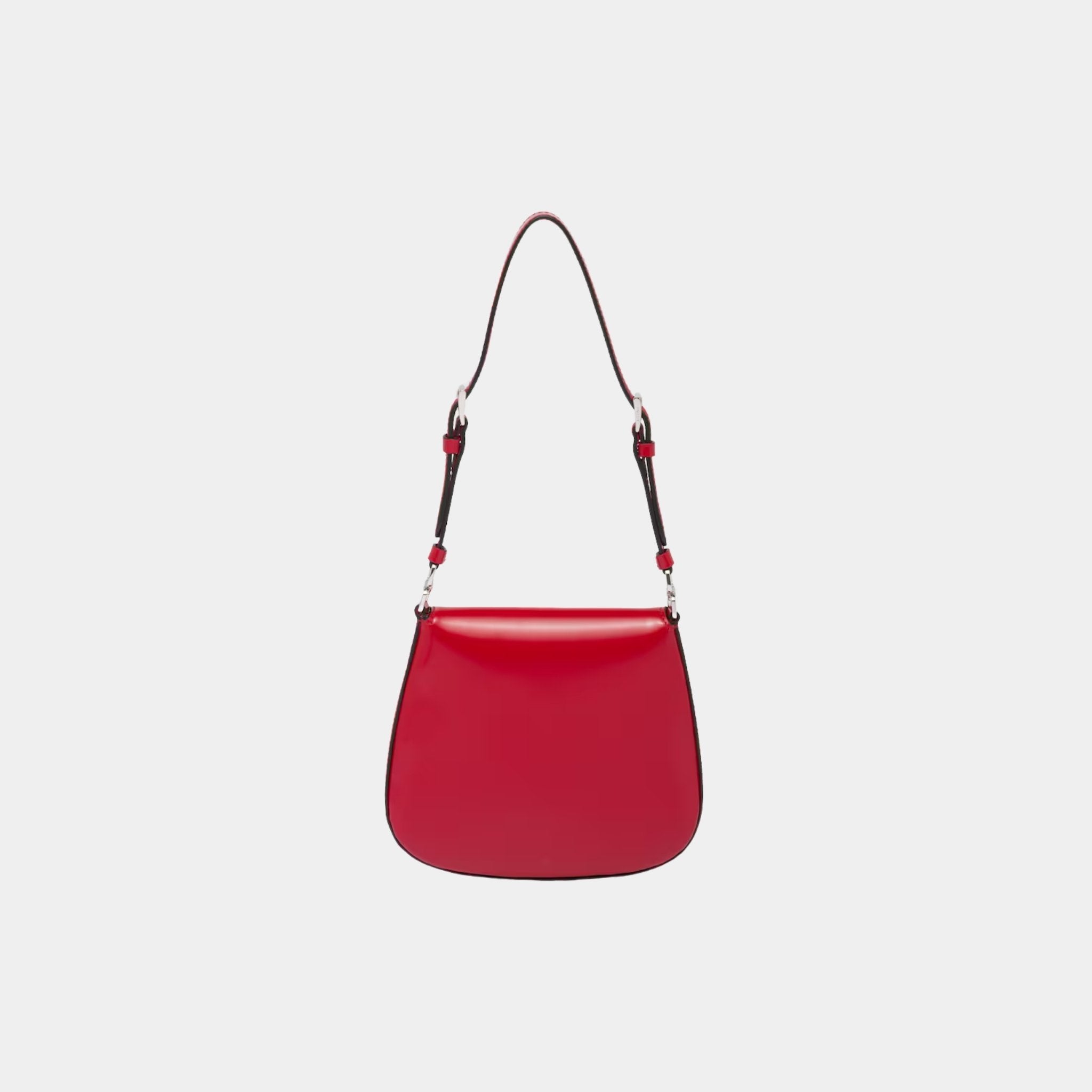 Prada Cleo Brushed Leather Mini Bag, Scarlet, Back