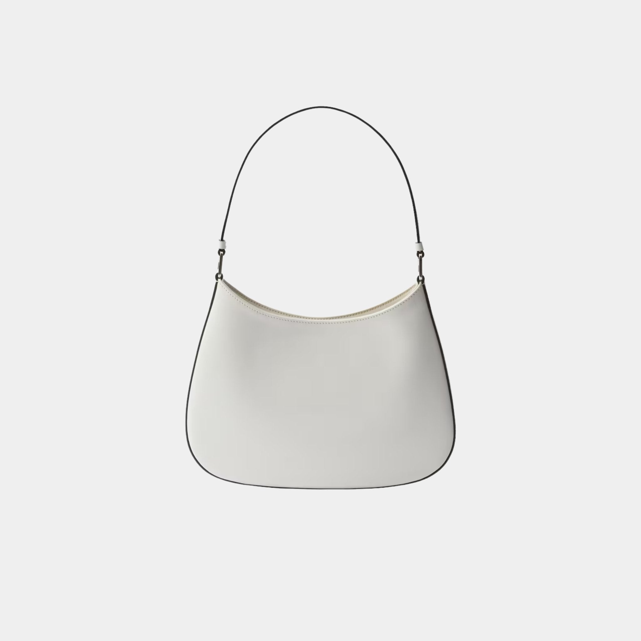 Prada Cleo Brushed Leather Shoulder Bag, White, Back