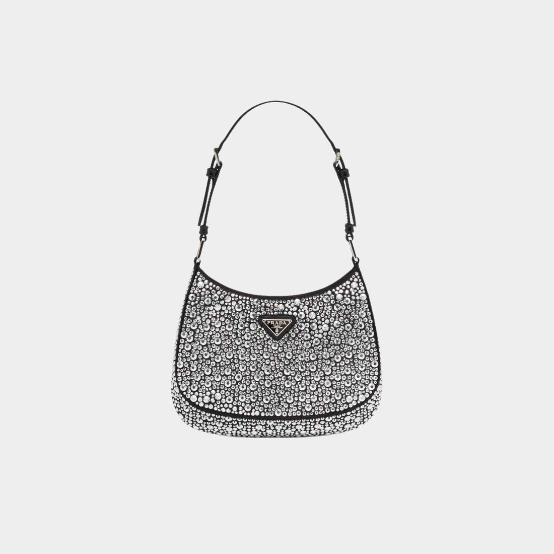 حقيبة Prada Cleo من الساتان مع كريستالات ومعدن، أمامية