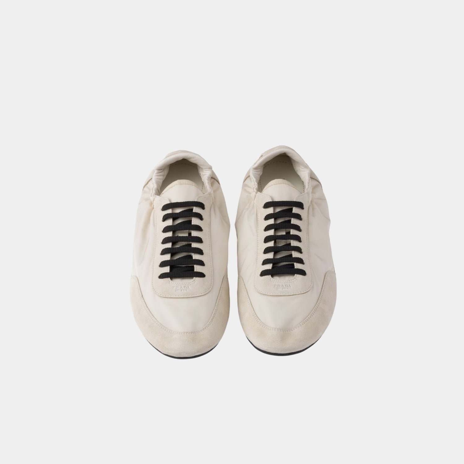 Prada Collapse Re-Nylon And Suede Sneakers, Ivory, Top