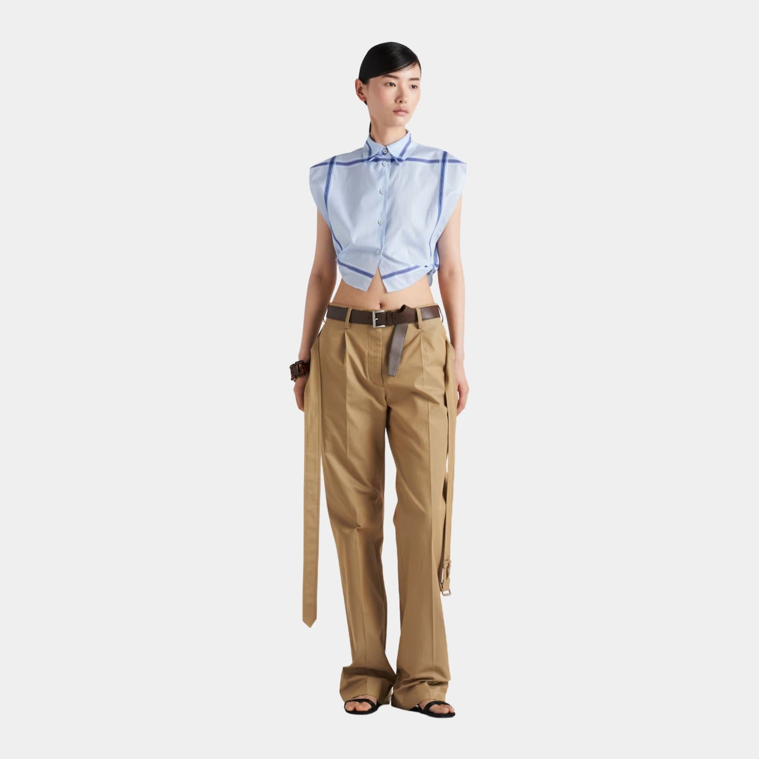 Prada Cotton Cord Twill Pants, Model, Front