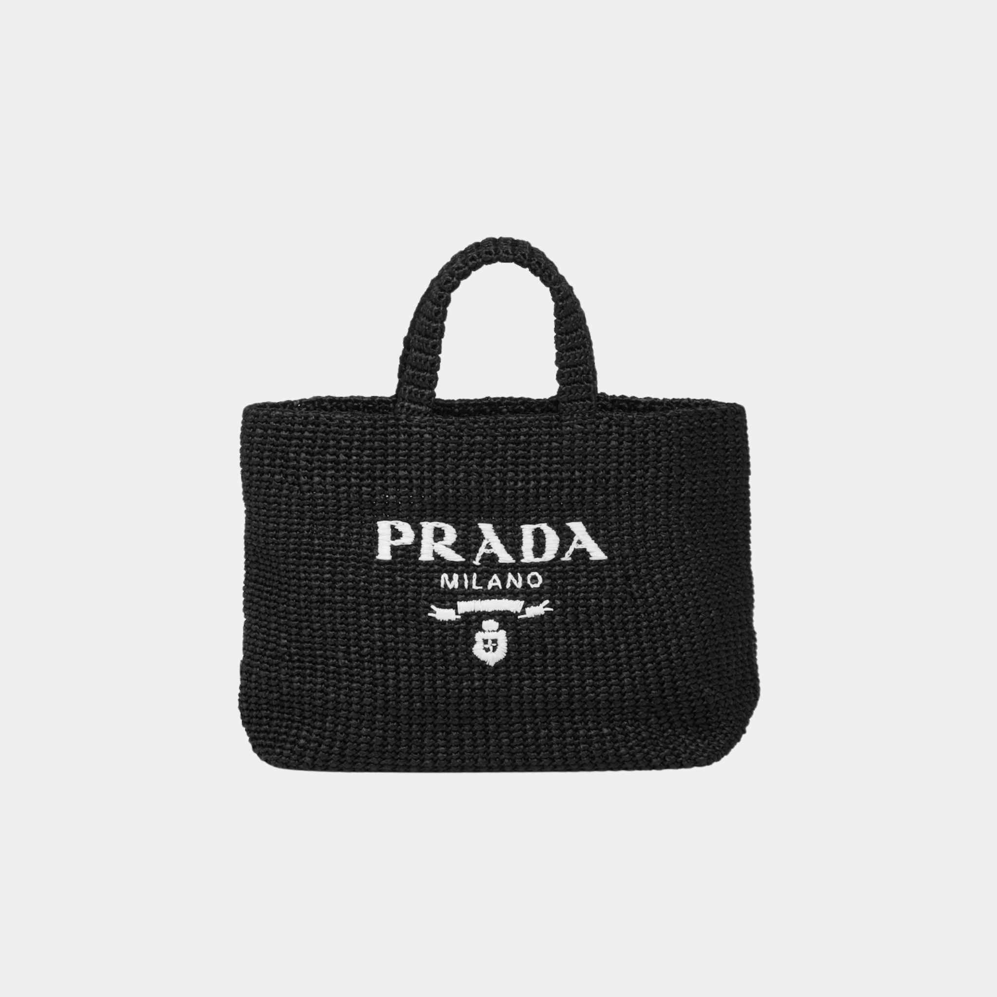 Prada Crochet Tote Bag, Black, Front