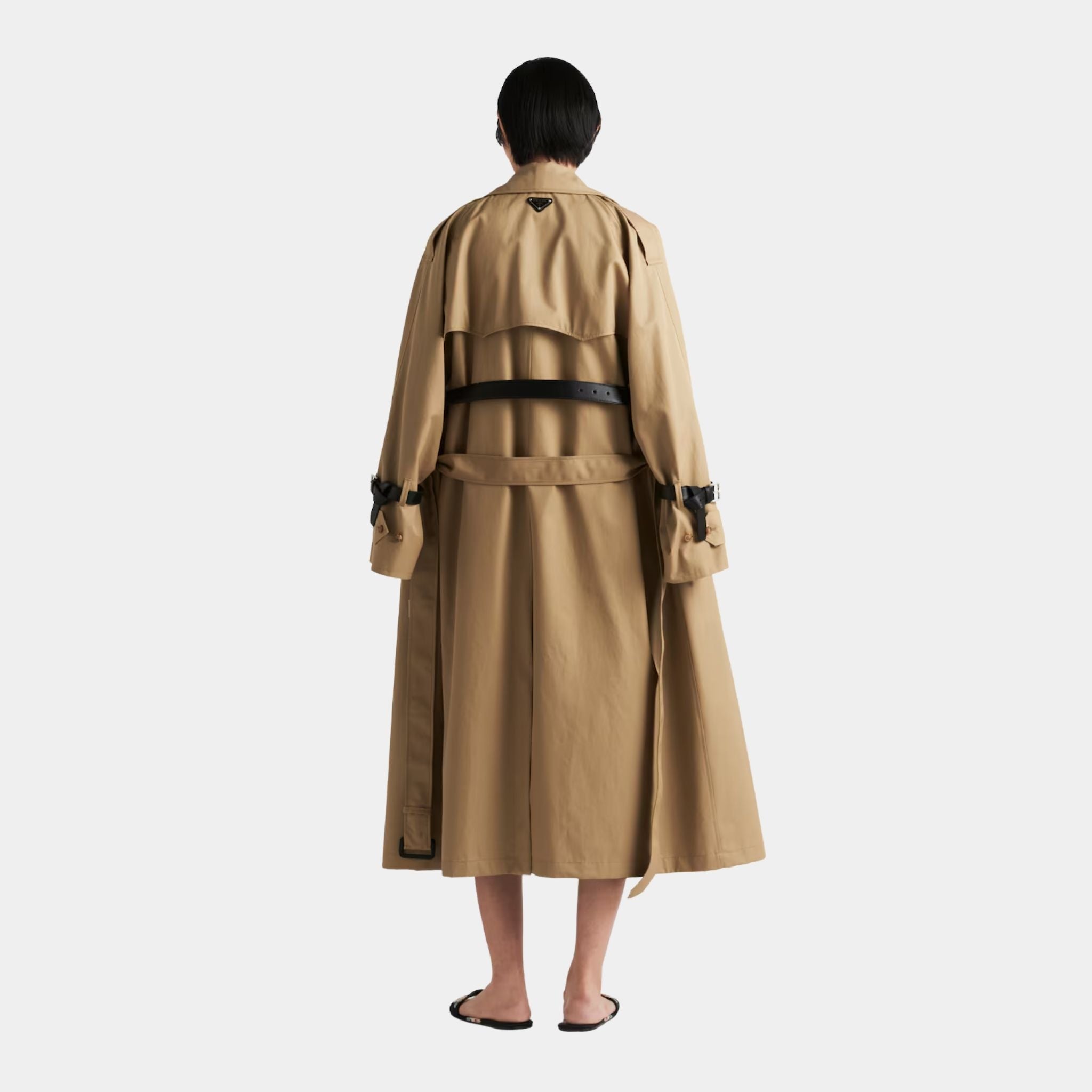 Prada Double-breasted Cord Cotton Twill Trench Coat, Model, Back