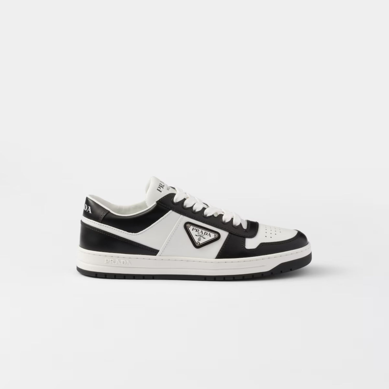 Prada Downtown Perforated Leather Sneakers, Side