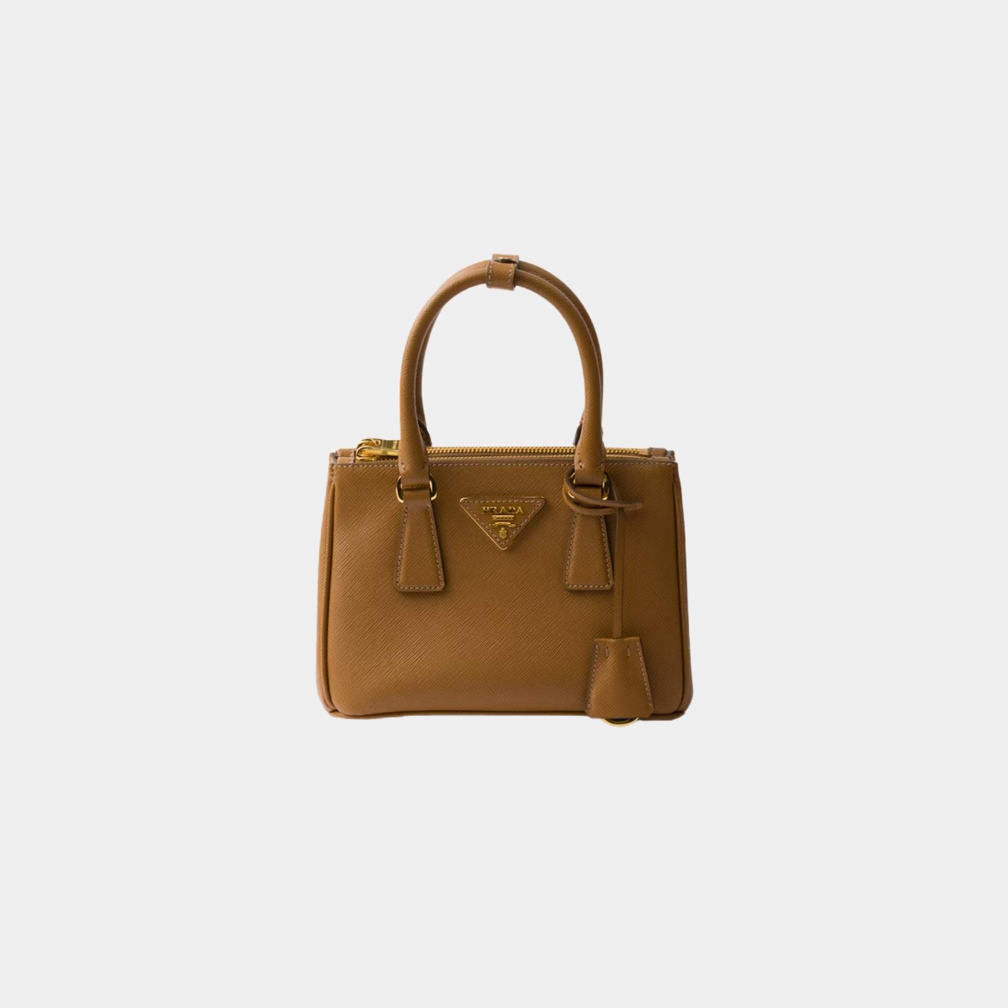 Prada Galleria Saffiano Leather Mini Bag, Caramel, Front