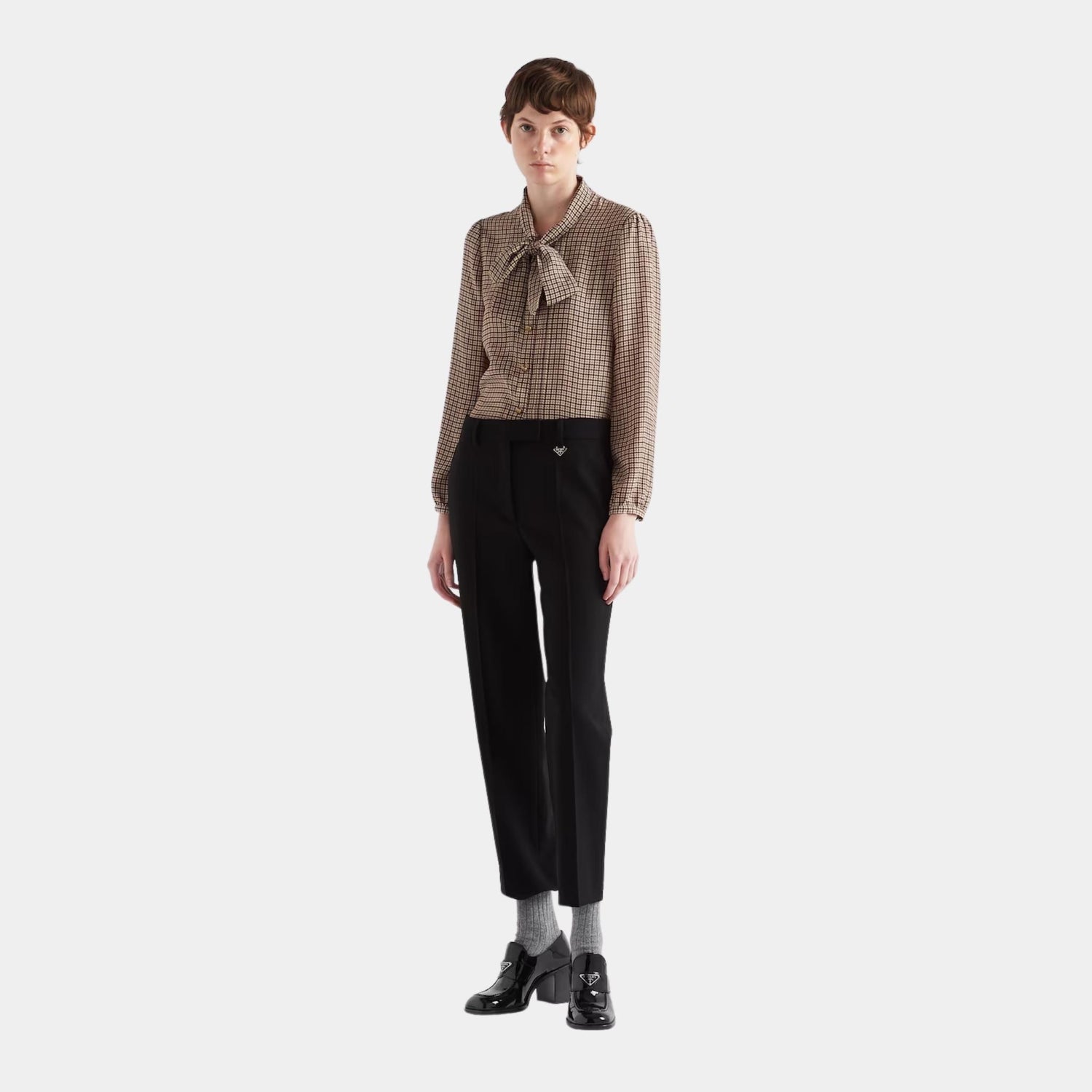 Prada Grain de Poudre Black Pants, Model, Front