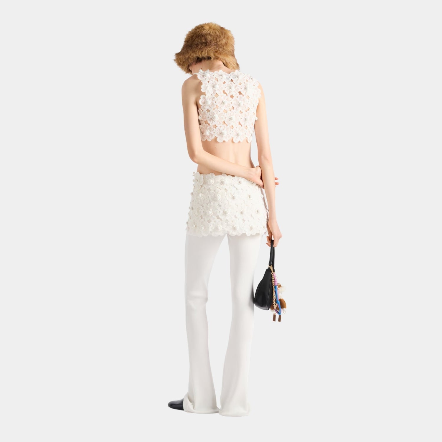 Prada Guipure Top with Daisy Embroidery, Model, Back